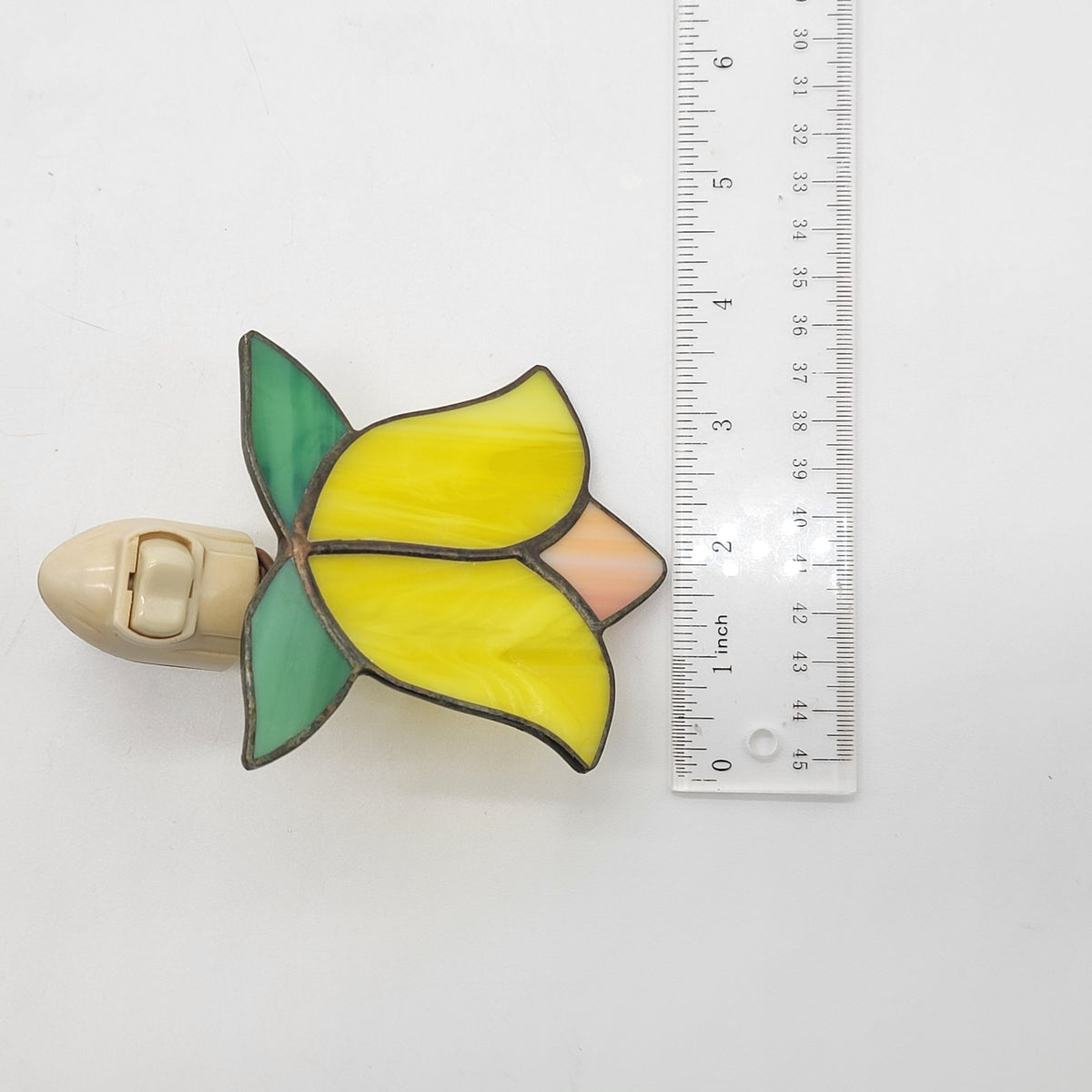 Stained Glass Tulip Plug-In Night Light Yellow & Green
