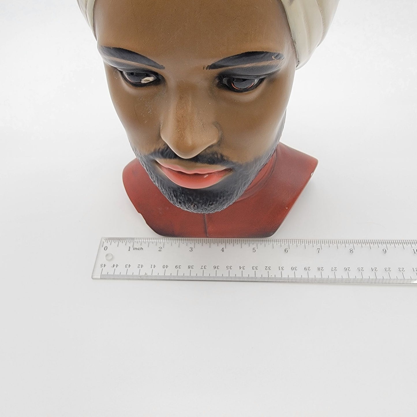 Vintage Marwal Chalkware Man with Turban Bust Statue - as found