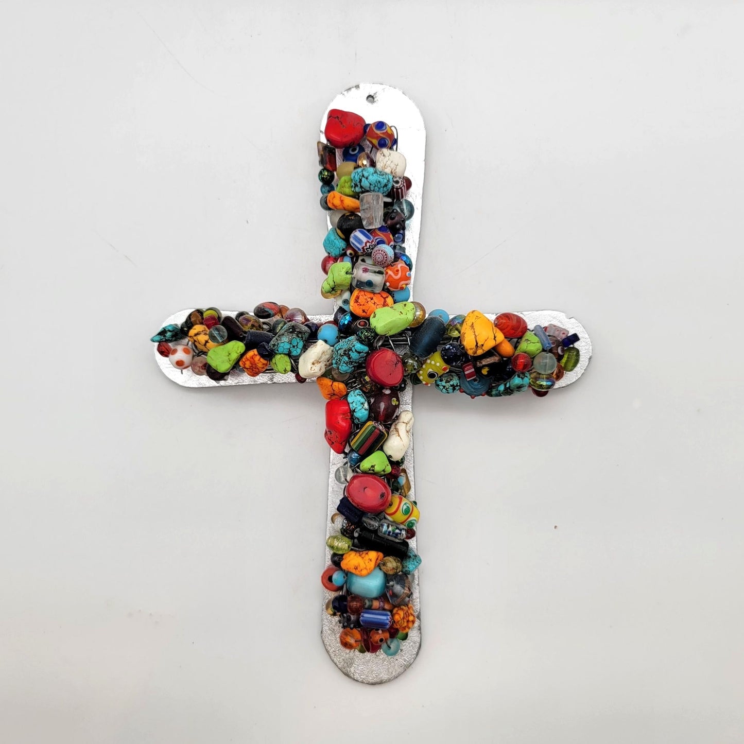 OOAK Gemstones Art Glass Beaded Mosaic Wall Cross