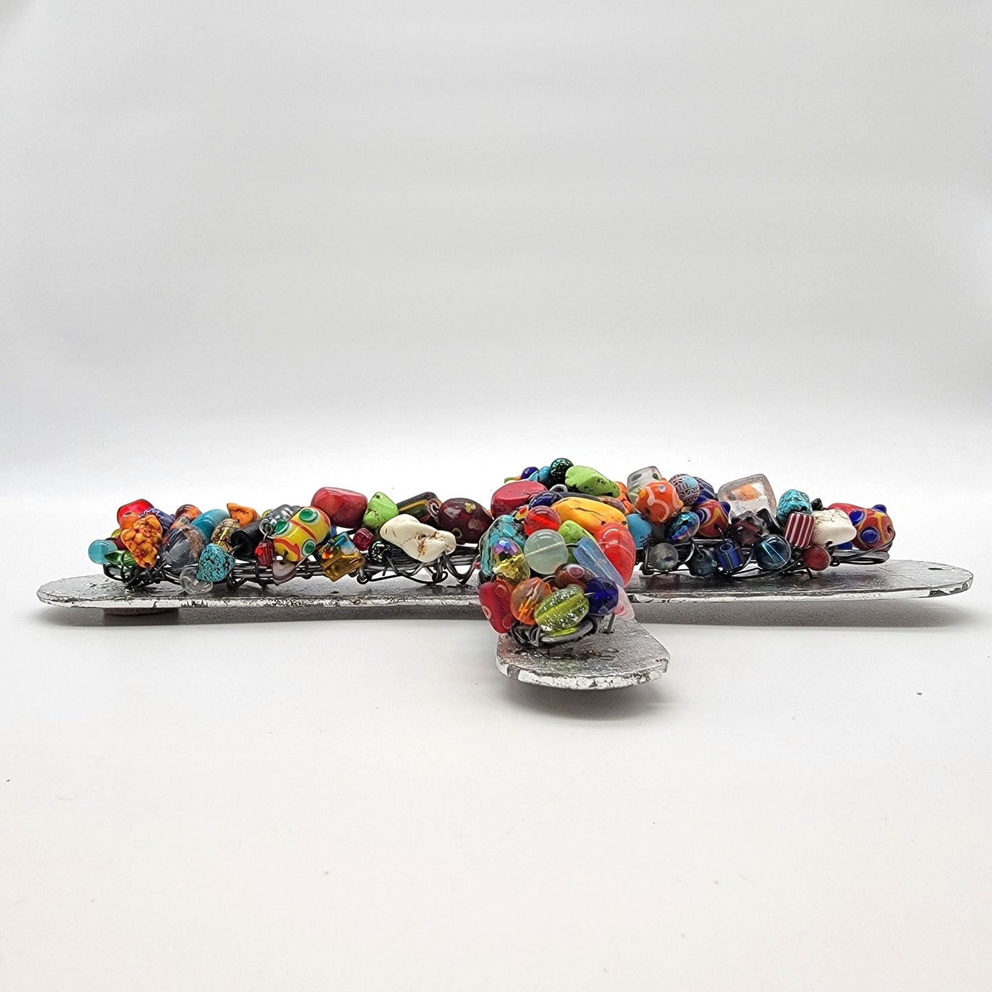 OOAK Gemstones Art Glass Beaded Mosaic Wall Cross