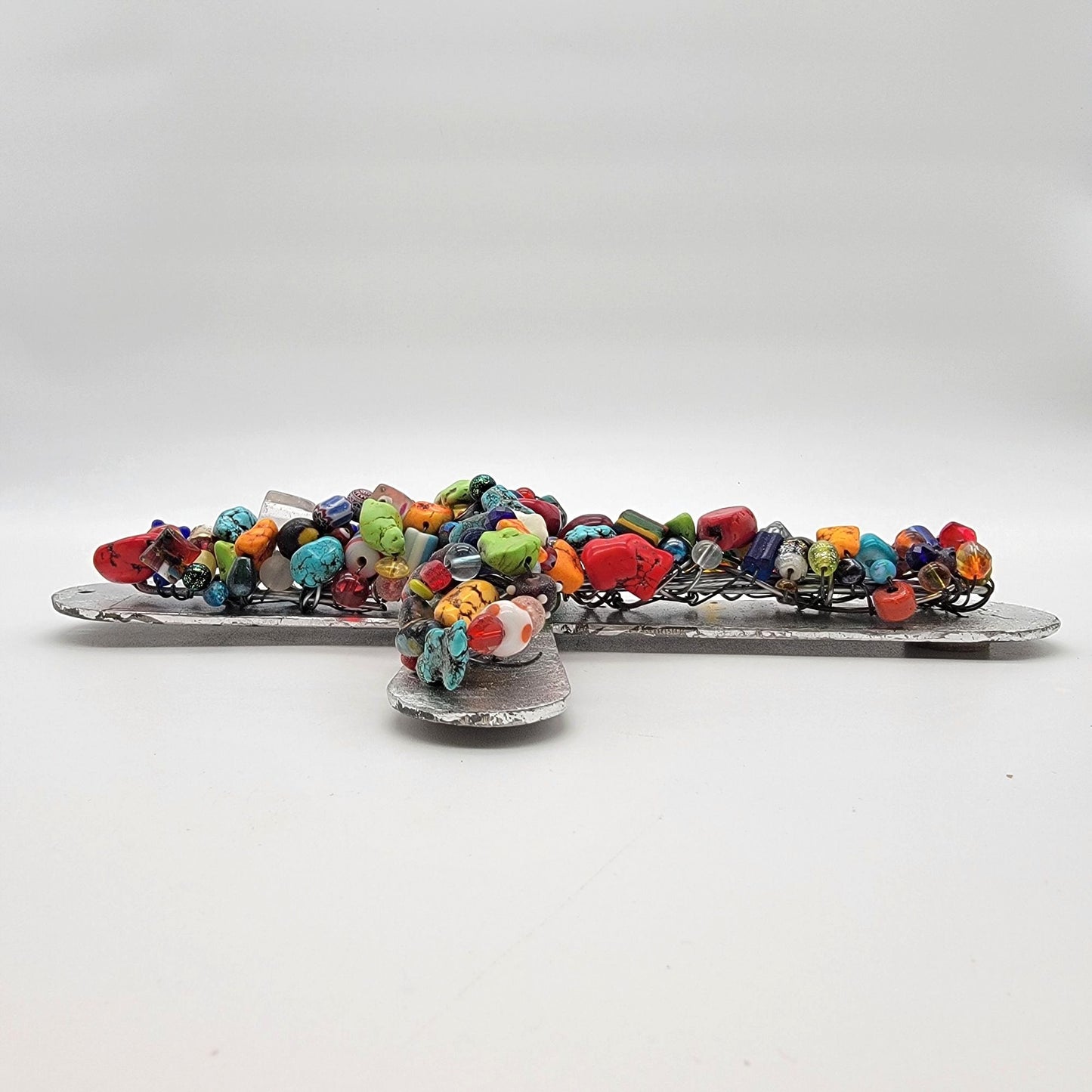 OOAK Gemstones Art Glass Beaded Mosaic Wall Cross