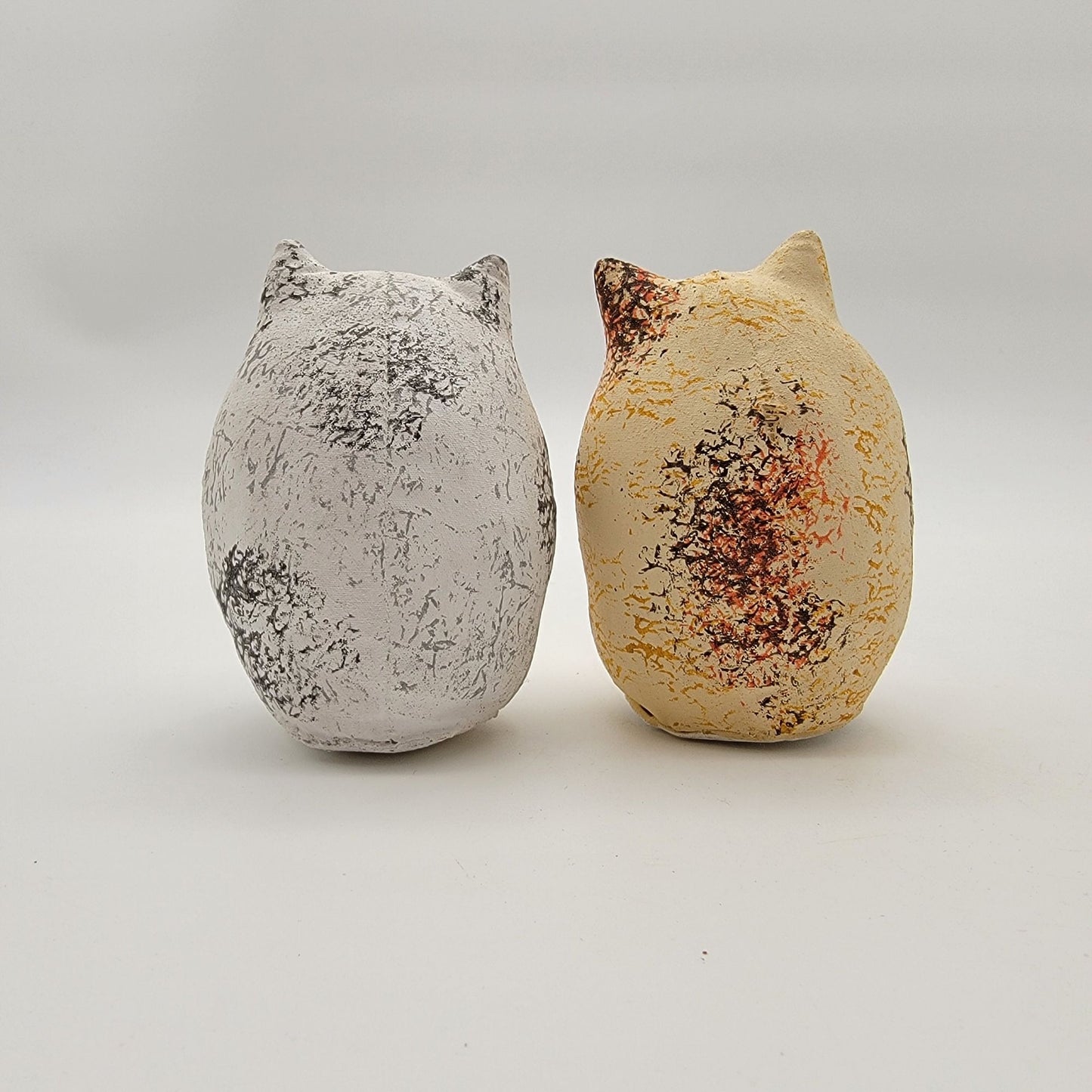 Pair of Hand Painted Fabric Cat figures