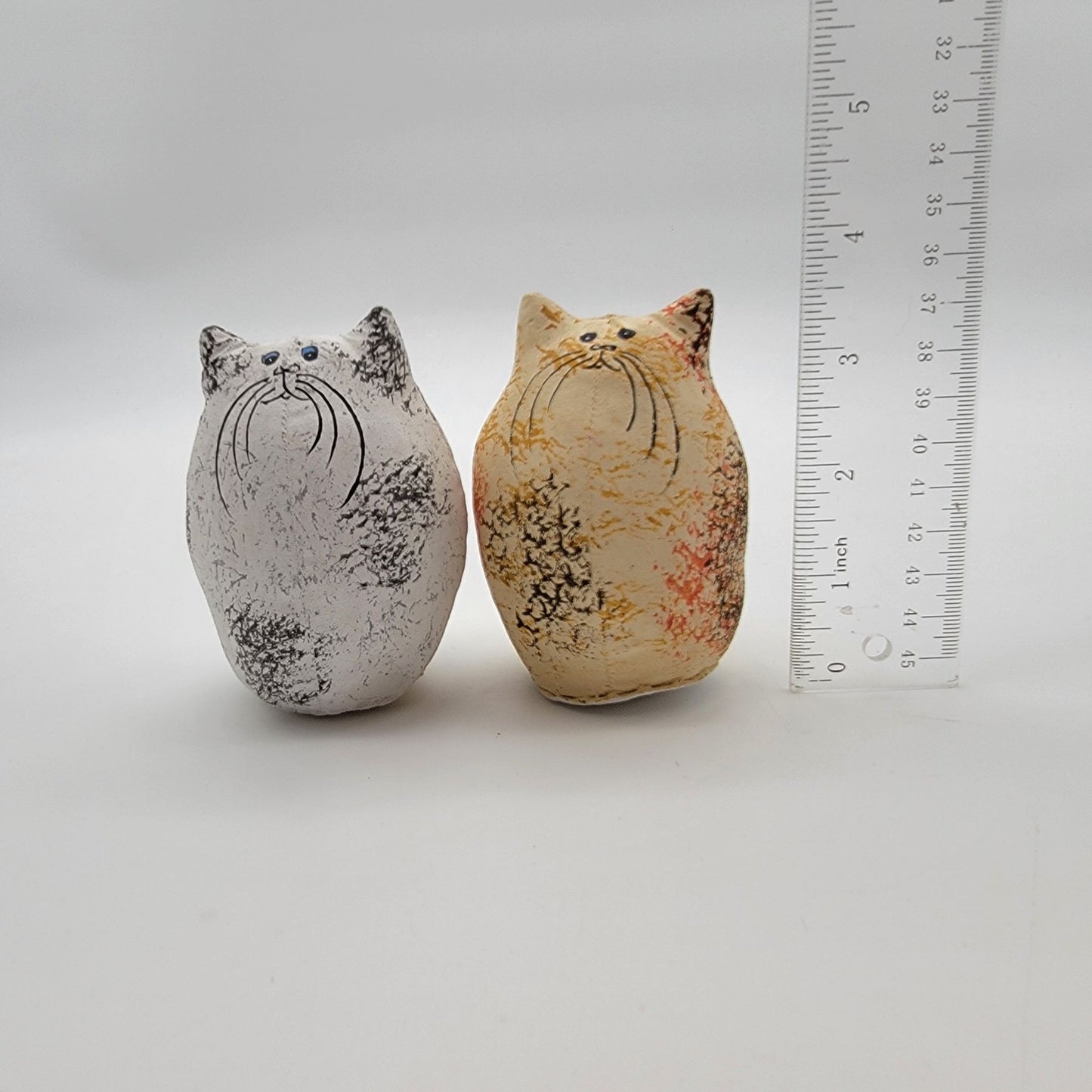 Pair of Hand Painted Fabric Cat figures