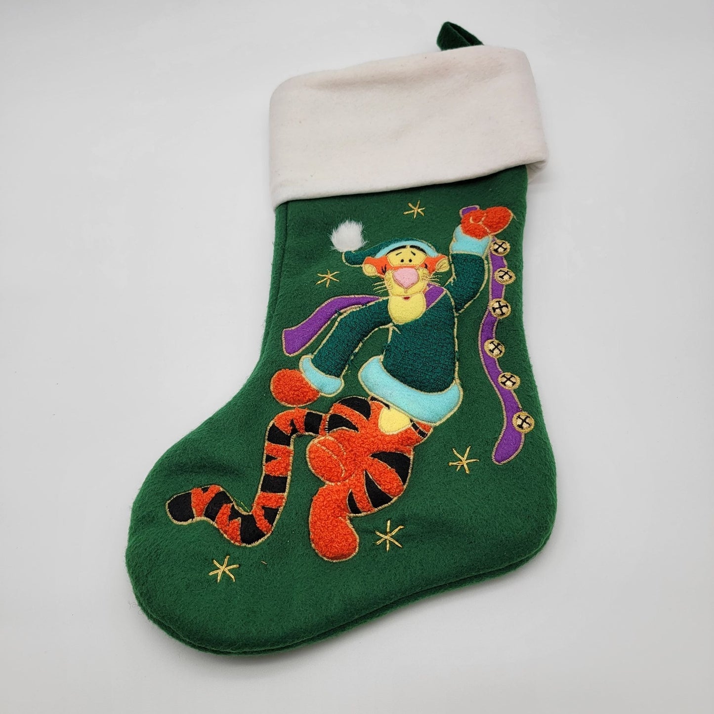 Vintage Disney Tigger Christmas Stocking 3D Felt Green