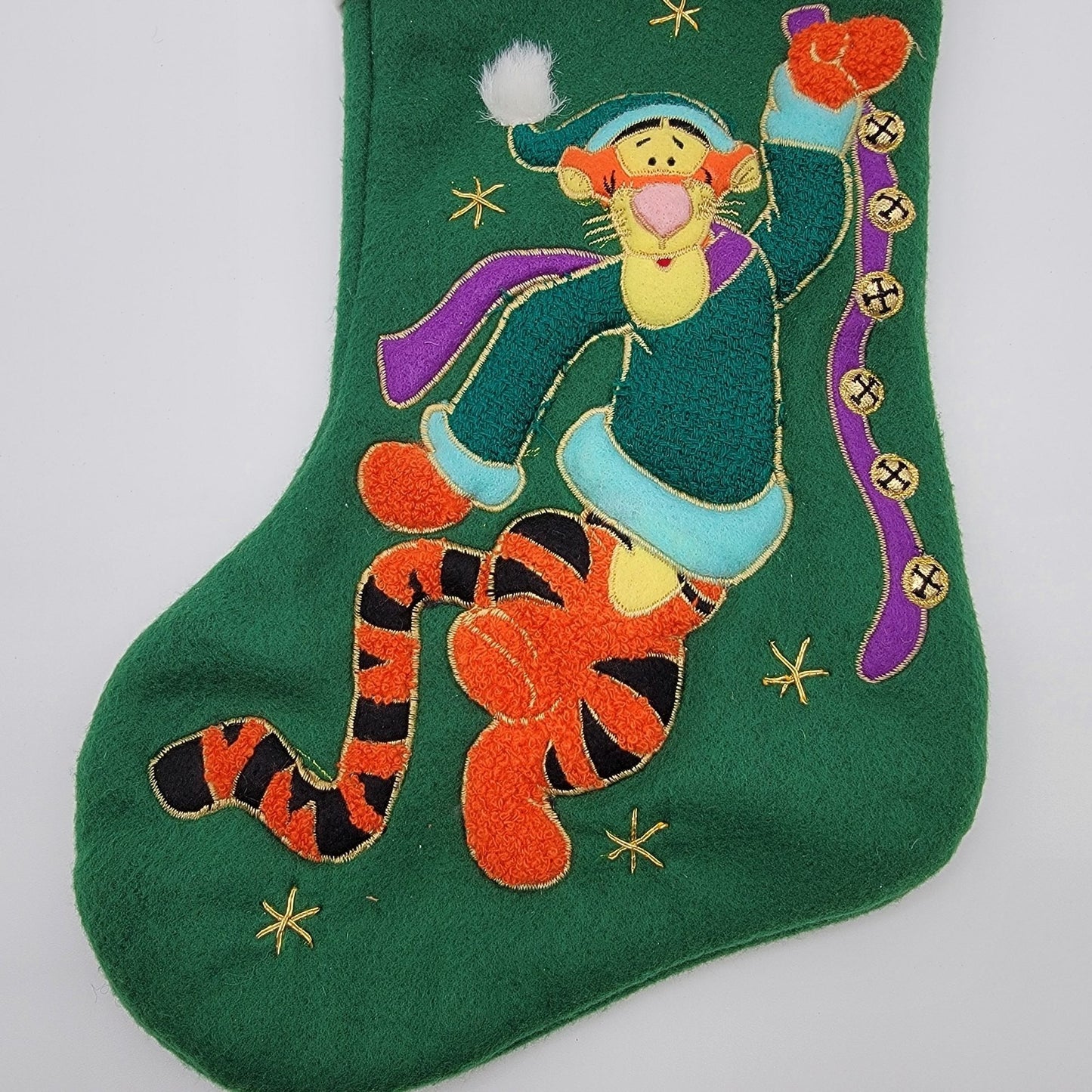 Vintage Disney Tigger Christmas Stocking 3D Felt Green