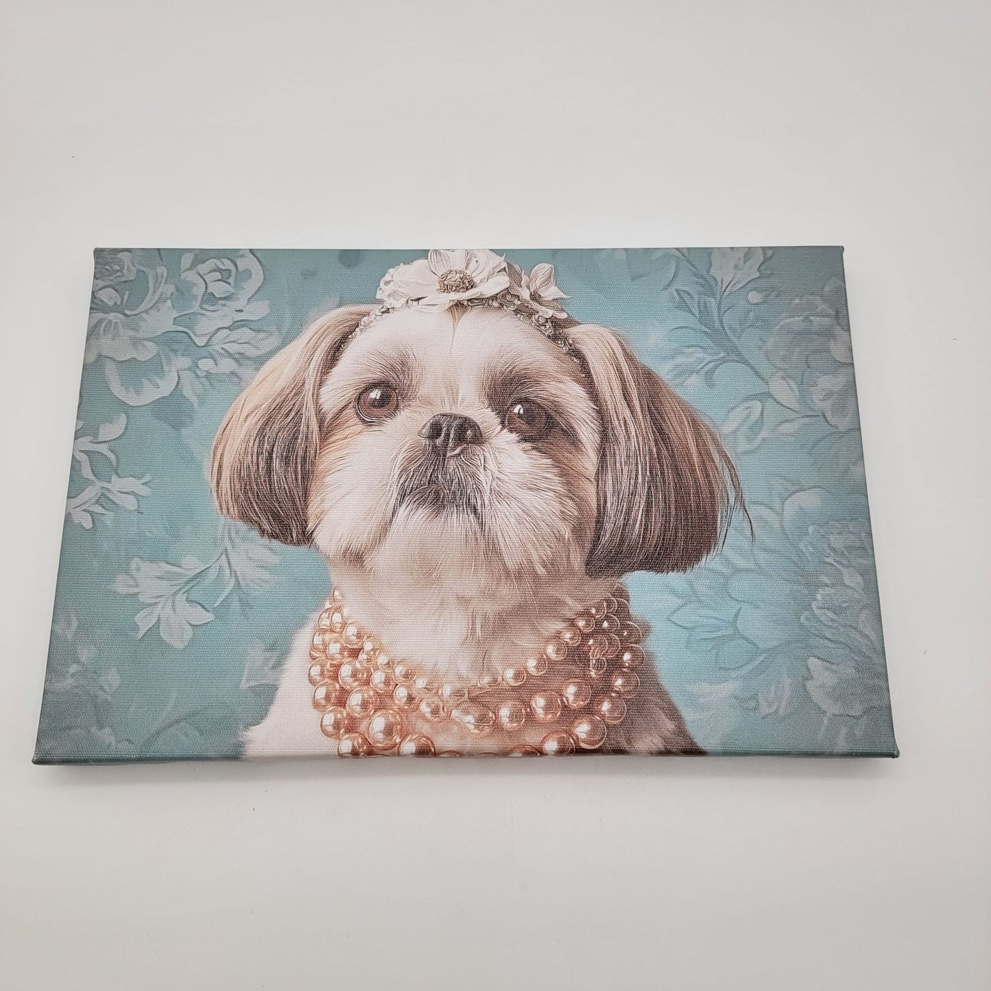 Bilge Paksoylu Shih Tzu in Pearls Dog Canvas Print