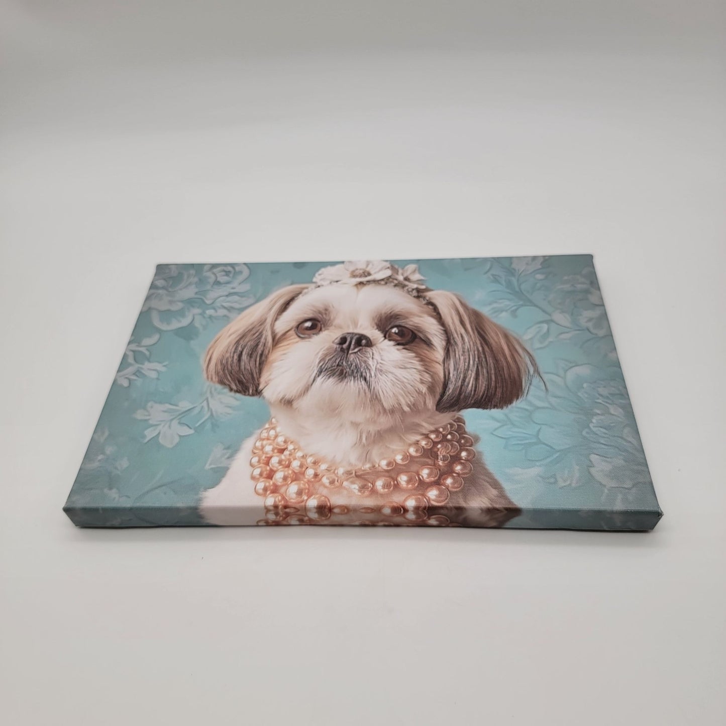 Bilge Paksoylu Shih Tzu in Pearls Dog Canvas Print