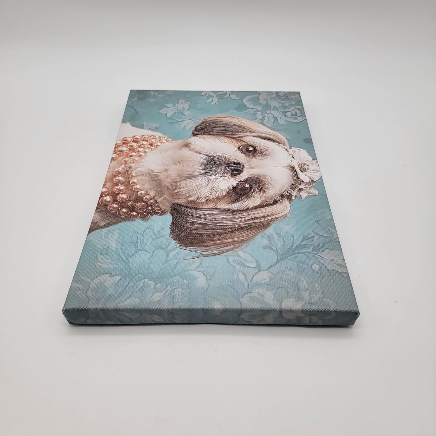 Bilge Paksoylu Shih Tzu in Pearls Dog Canvas Print