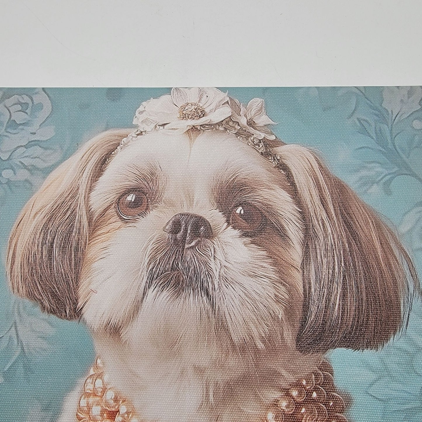 Bilge Paksoylu Shih Tzu in Pearls Dog Canvas Print