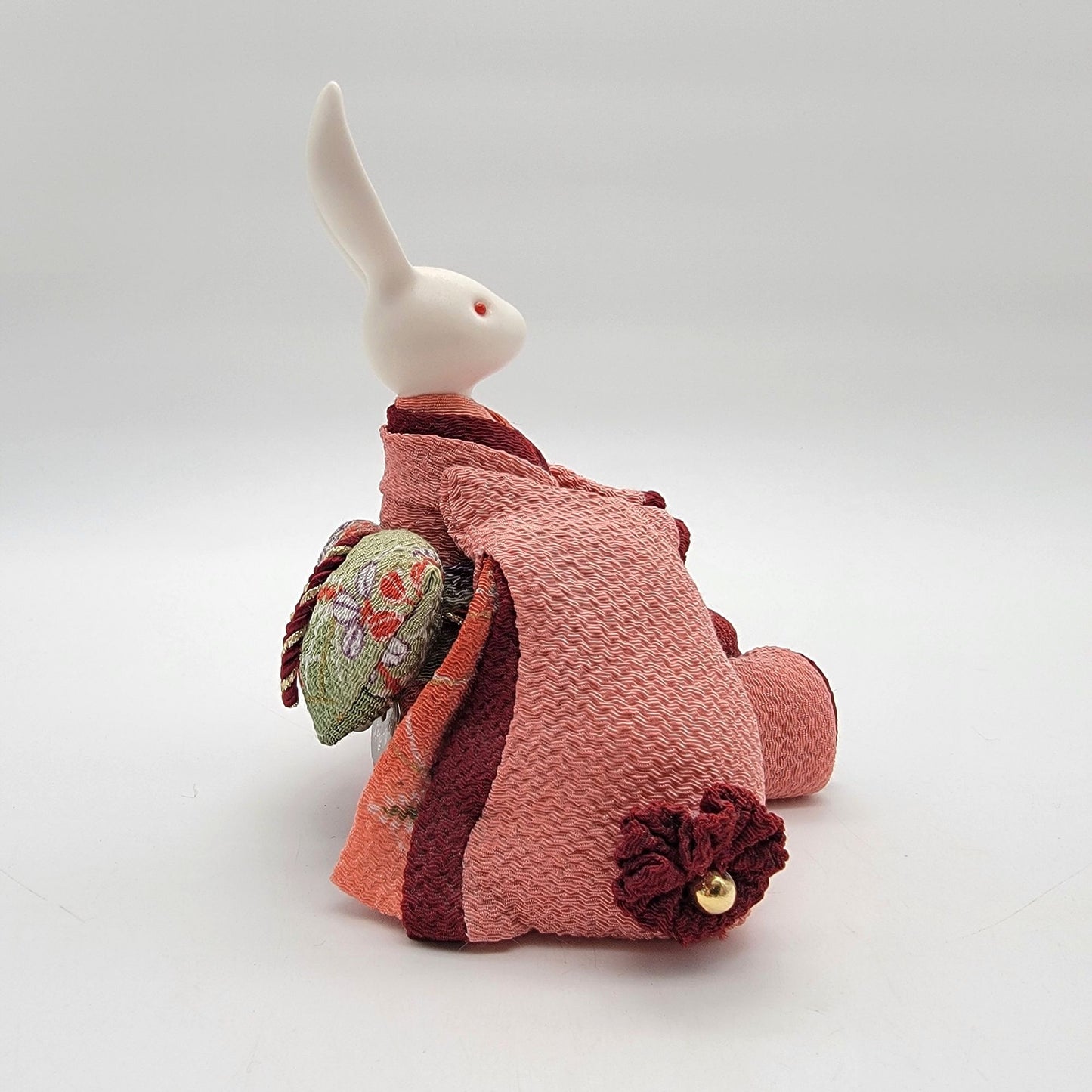 Japanese Usagi Wind Up Music Box Rabbit Chirimen Crepe Kimono