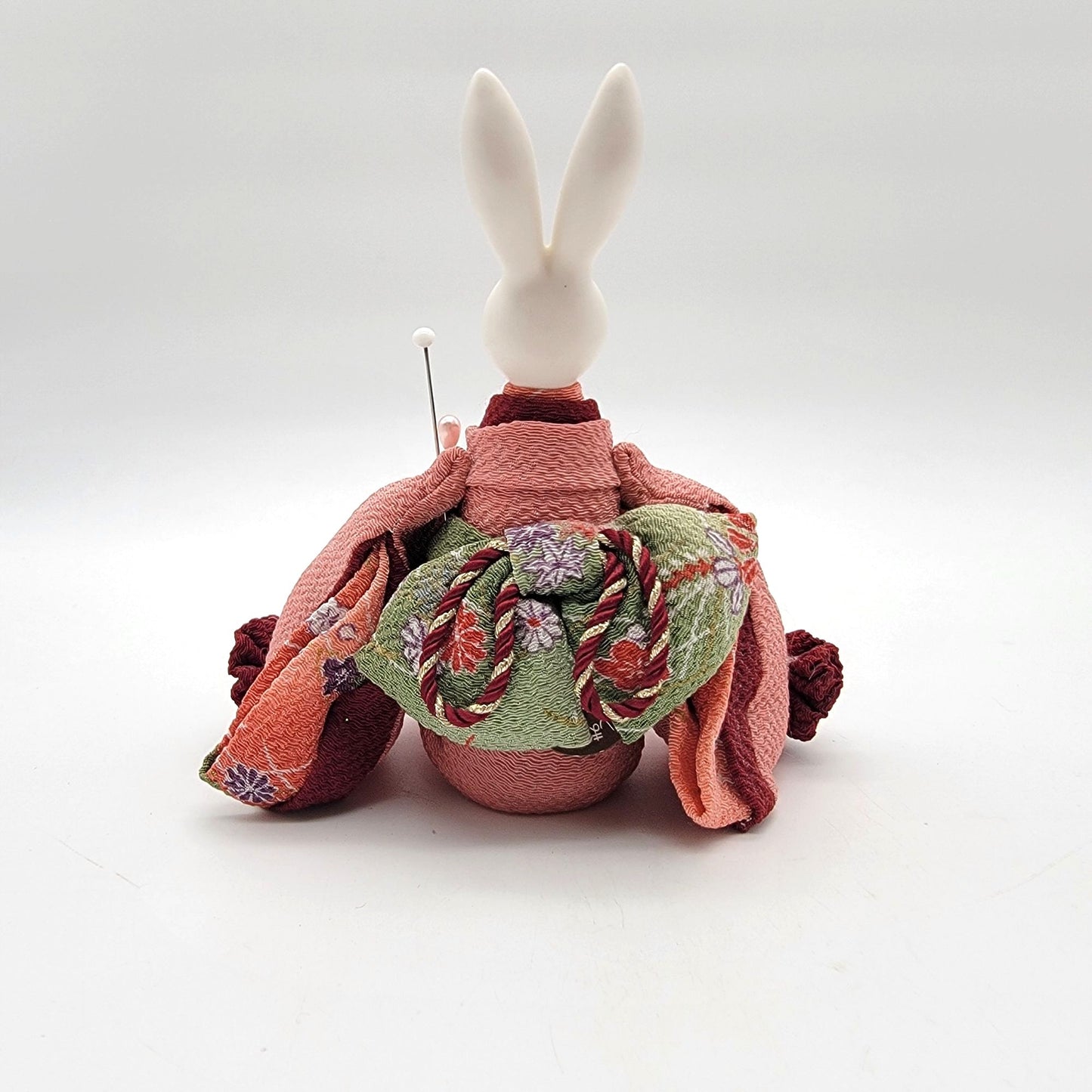 Japanese Usagi Wind Up Music Box Rabbit Chirimen Crepe Kimono
