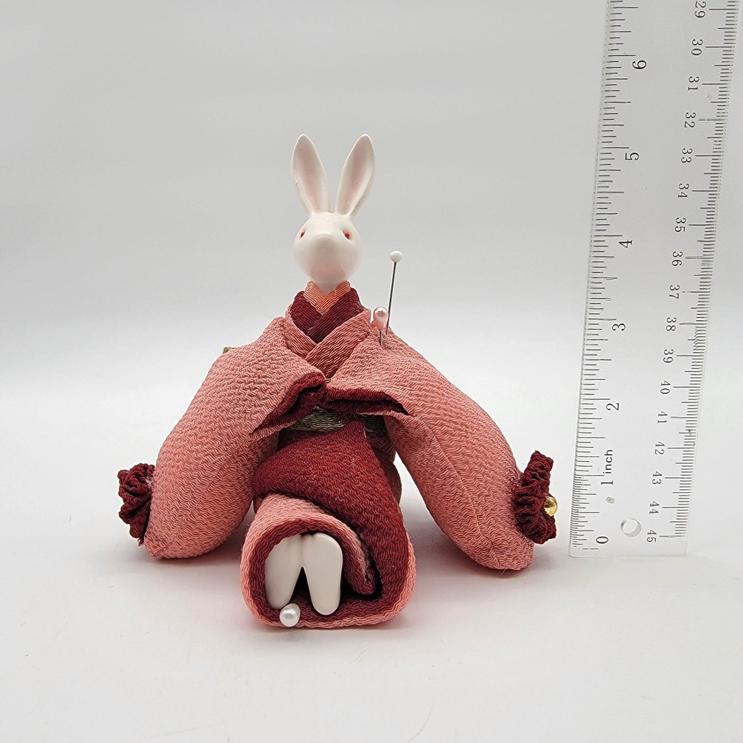 Japanese Usagi Wind Up Music Box Rabbit Chirimen Crepe Kimono