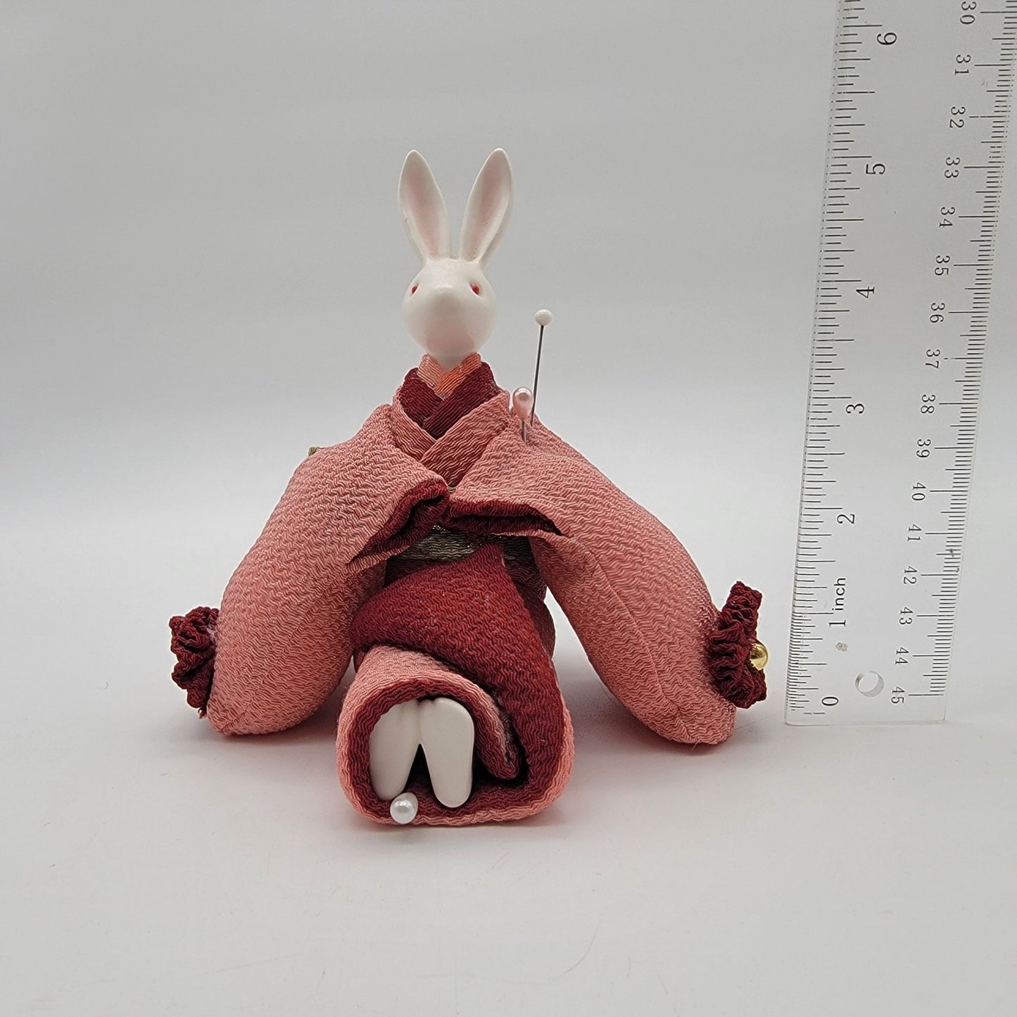 Japanese Usagi Wind Up Music Box Rabbit Chirimen Crepe Kimono