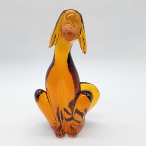 1960s Viking Glass Epic Hound Dog Amber Persimmon Sculpture Model #1323