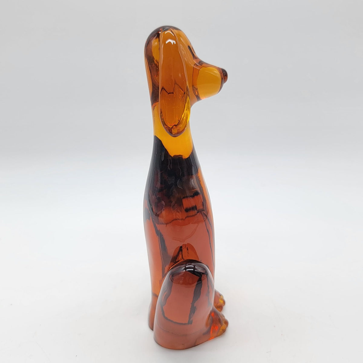 1960s Viking Glass Epic Hound Dog Amber Persimmon Sculpture Model #1323