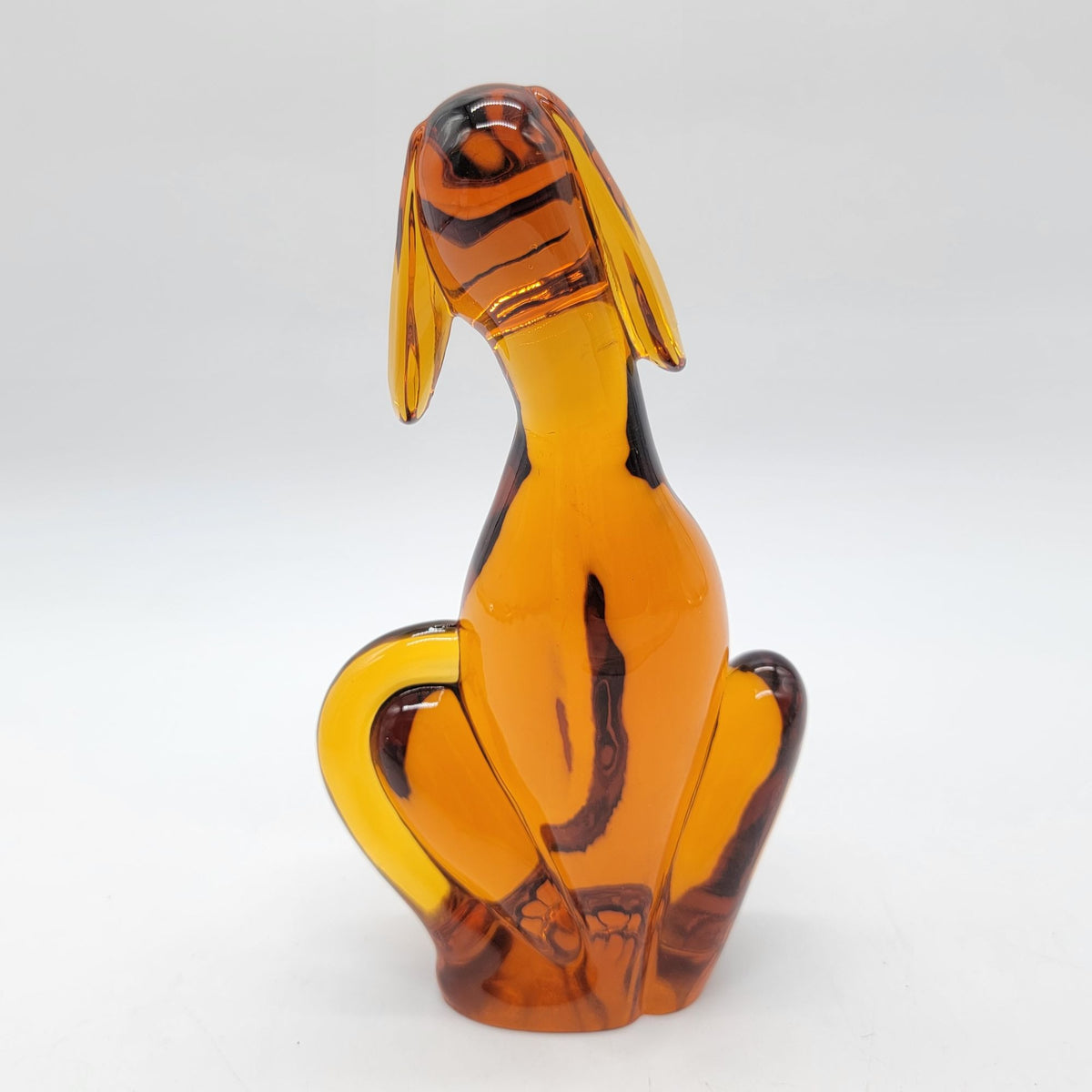 1960s Viking Glass Epic Hound Dog Amber Persimmon Sculpture Model #1323