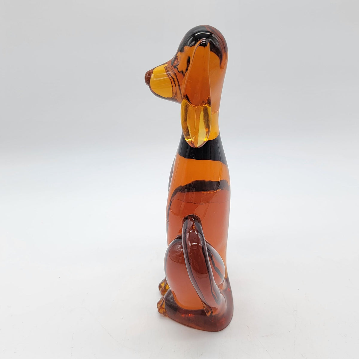 1960s Viking Glass Epic Hound Dog Amber Persimmon Sculpture Model #1323