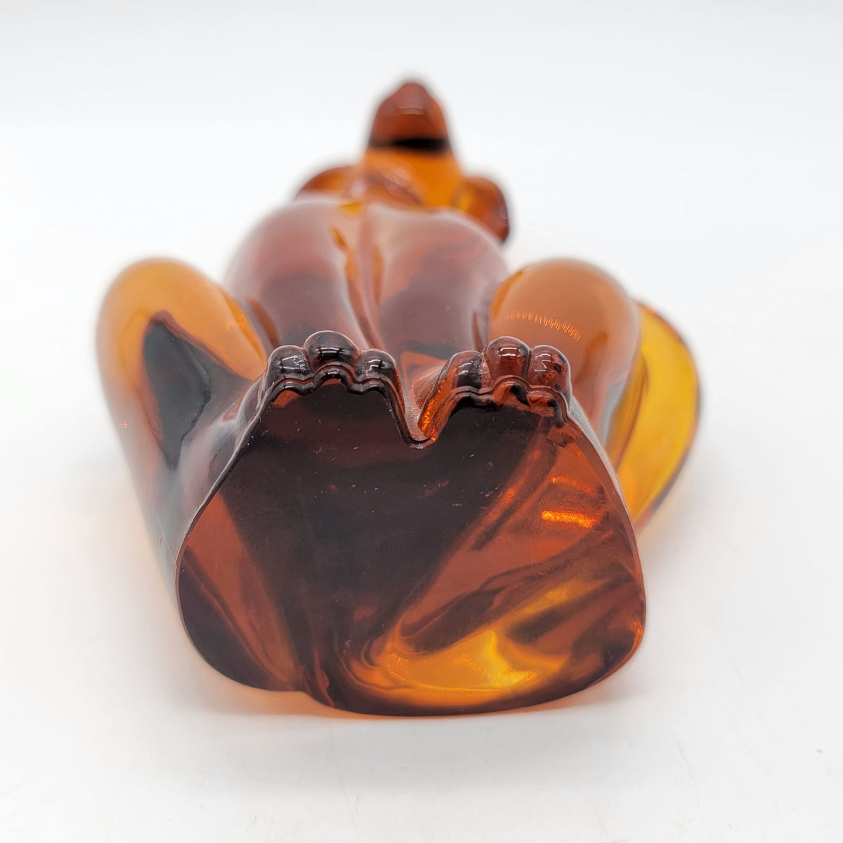 1960s Viking Glass Epic Hound Dog Amber Persimmon Sculpture Model #1323