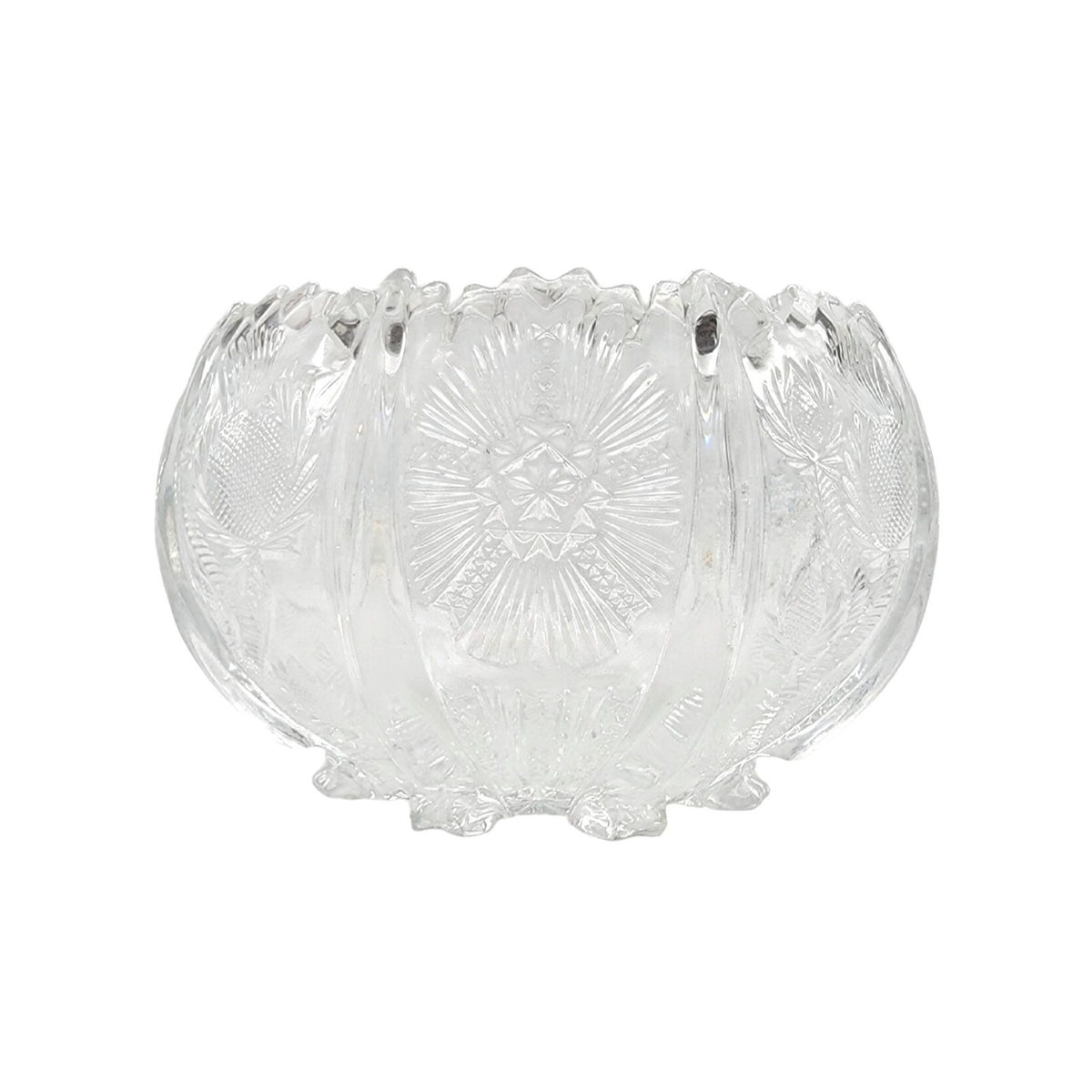 Antique Bryce Higbee EAPG Paneled Thistle Cupped Rose Bowl