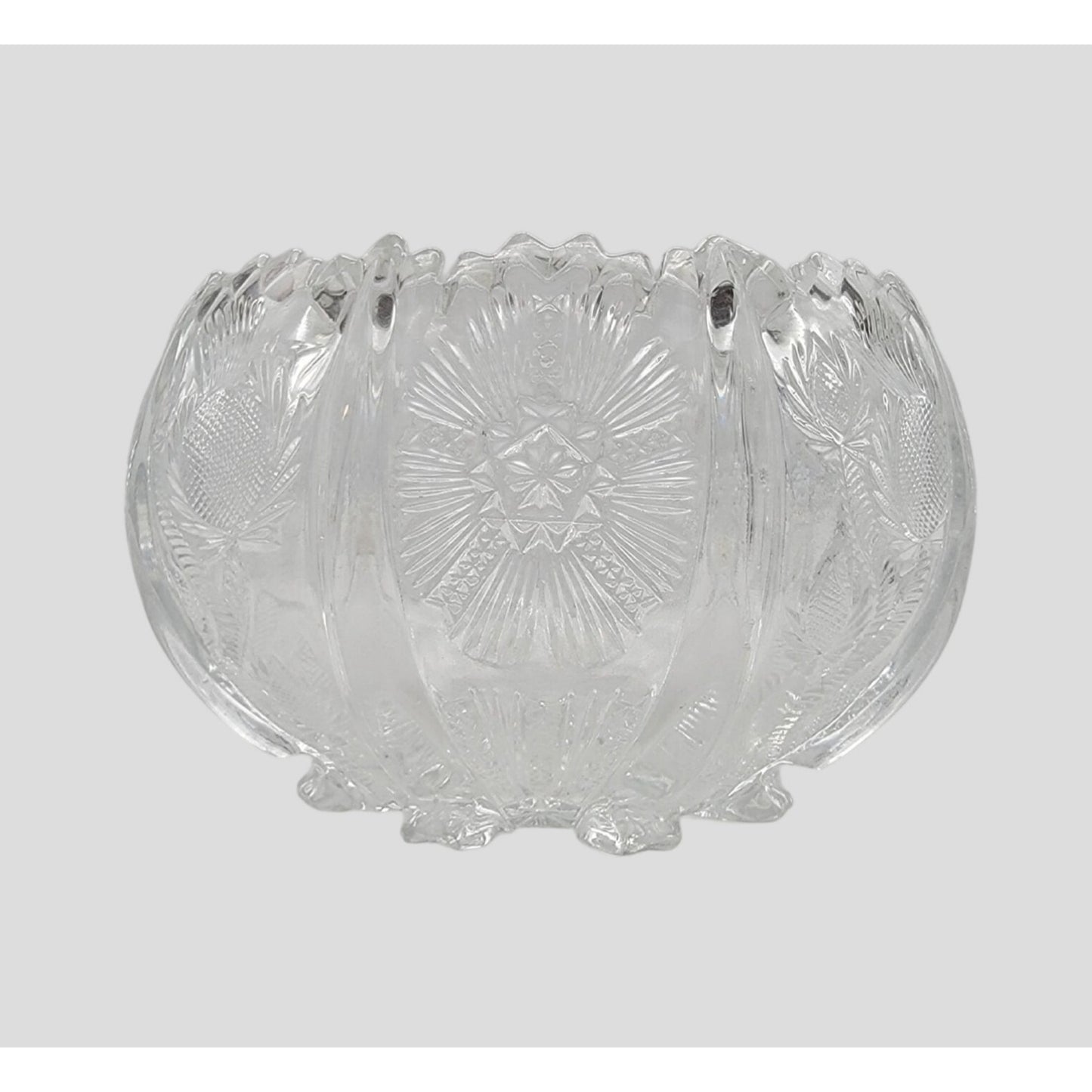 Antique Bryce Higbee EAPG Paneled Thistle Cupped Rose Bowl