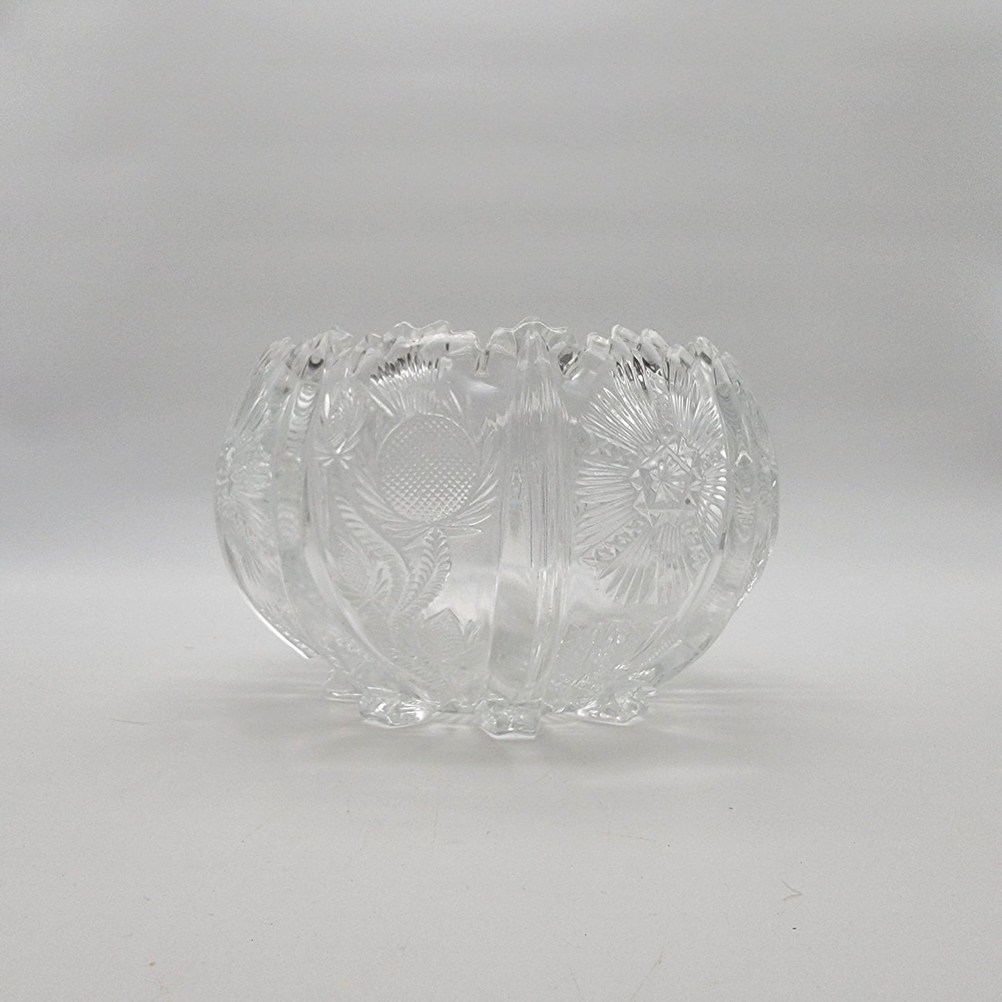 Antique Bryce Higbee EAPG Paneled Thistle Cupped Rose Bowl