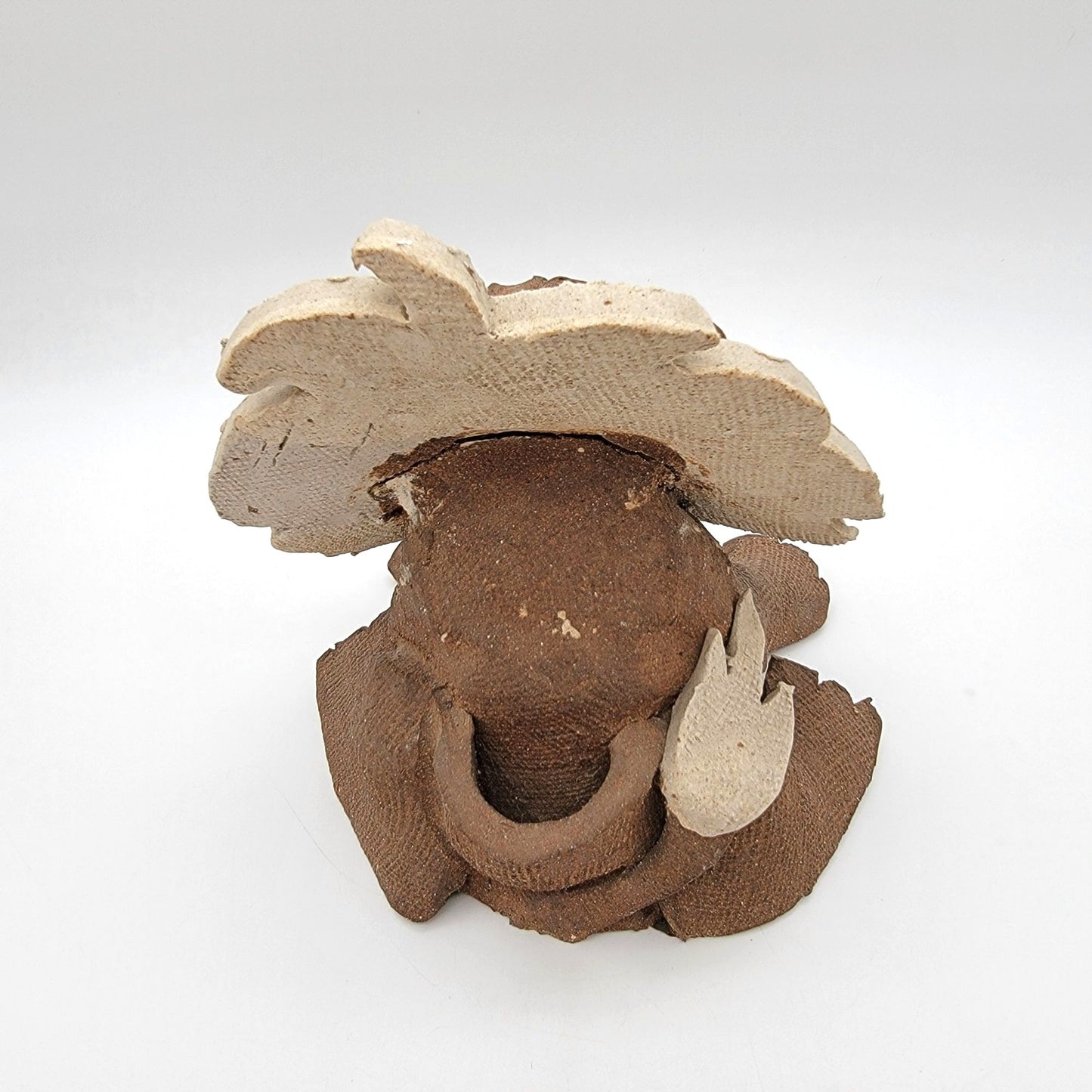 Vintage Textured Pottery Lion Vase Sculpture