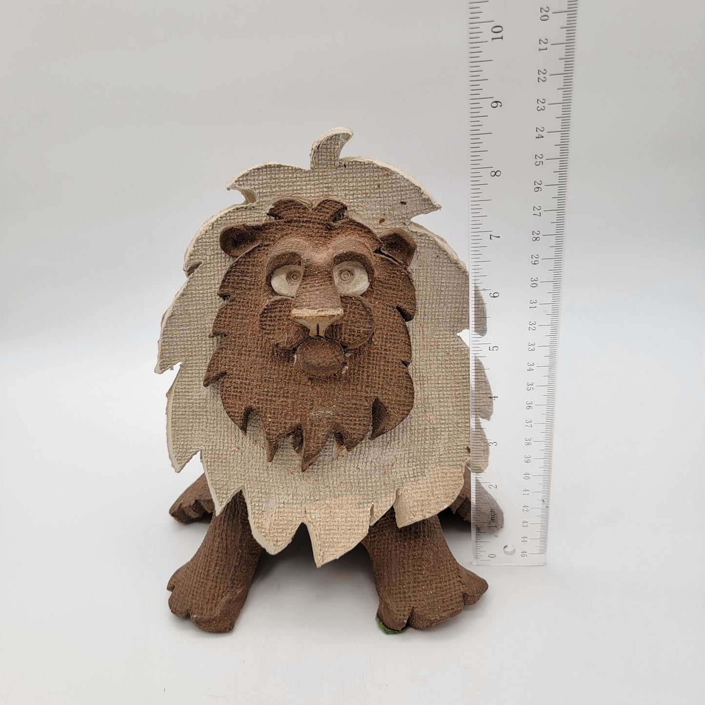 Vintage Textured Pottery Lion Vase Sculpture