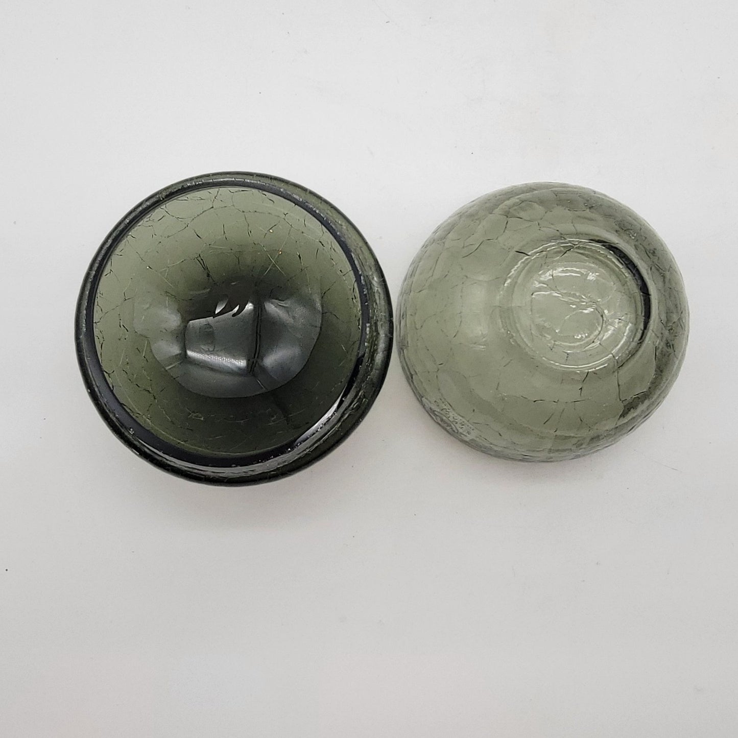 BauscherHepp Smoke Crackle Art Glass Sphere with Lid By Studio Raw