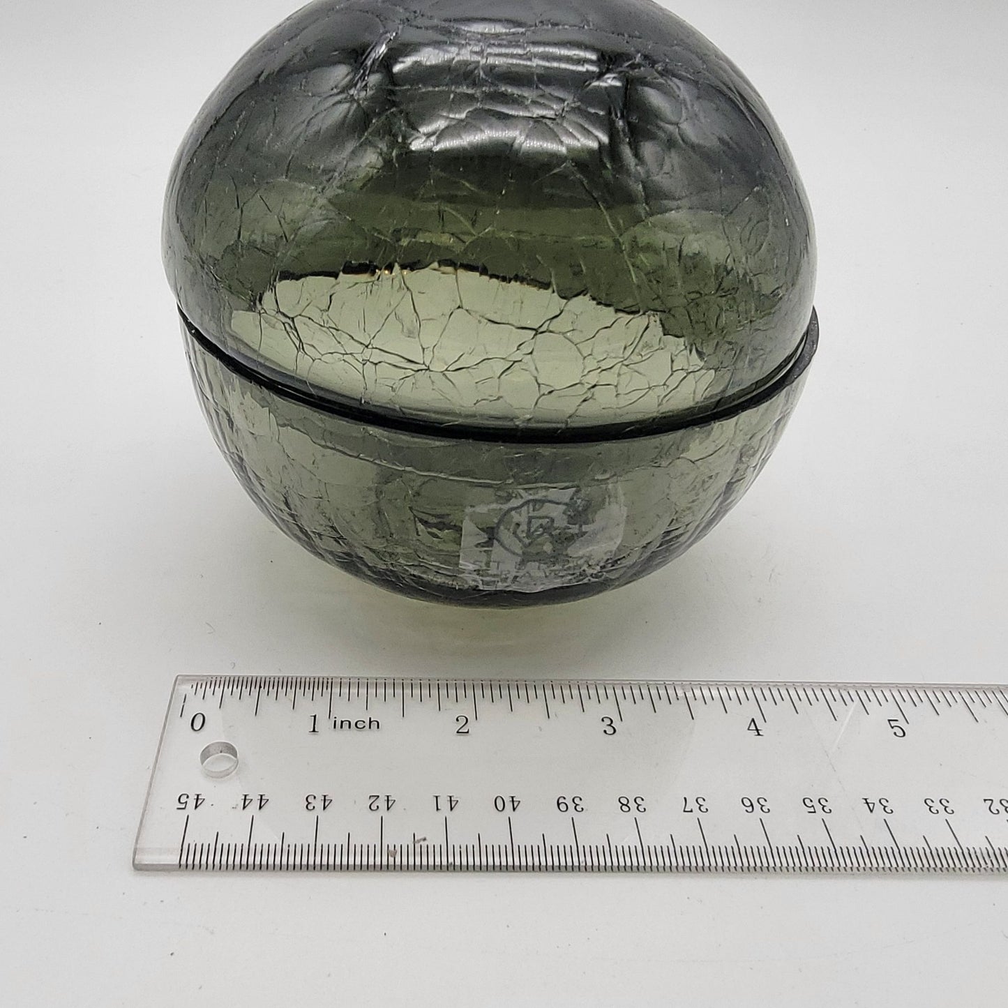 BauscherHepp Smoke Crackle Art Glass Sphere with Lid By Studio Raw