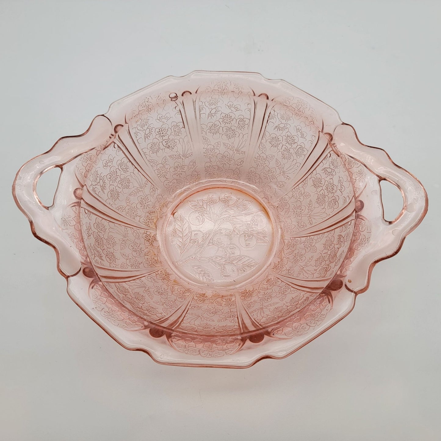 Jeanette Cherry Blossom Pink Depression Glass Bowl