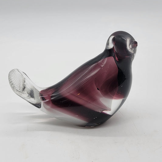 Asfour Crystal Purple Art Glass Bird Sculpture Paperweight As Found