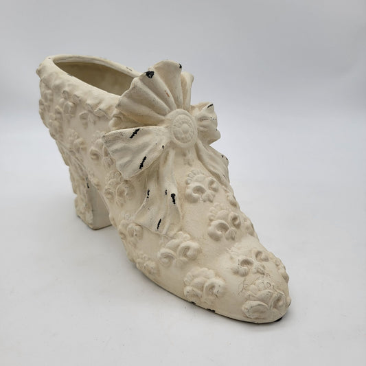 Vintage Victorian Style White Ceramic Shoe Planter