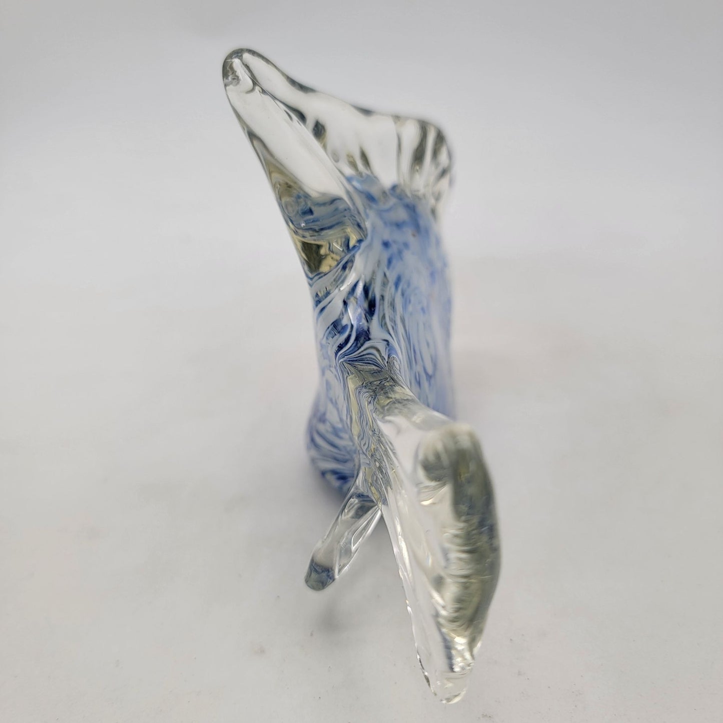 Vintage Art Glass Blue Cased Fish Sculpture Paperweight