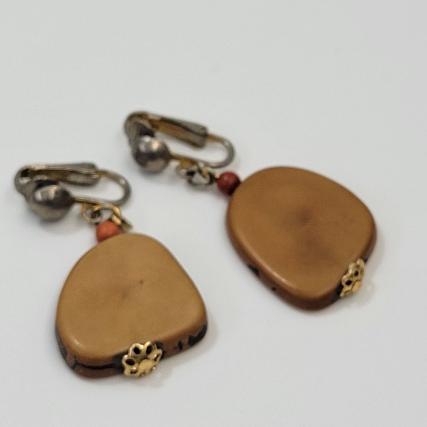 Vintage Tagua Nut Clip-On Earrings