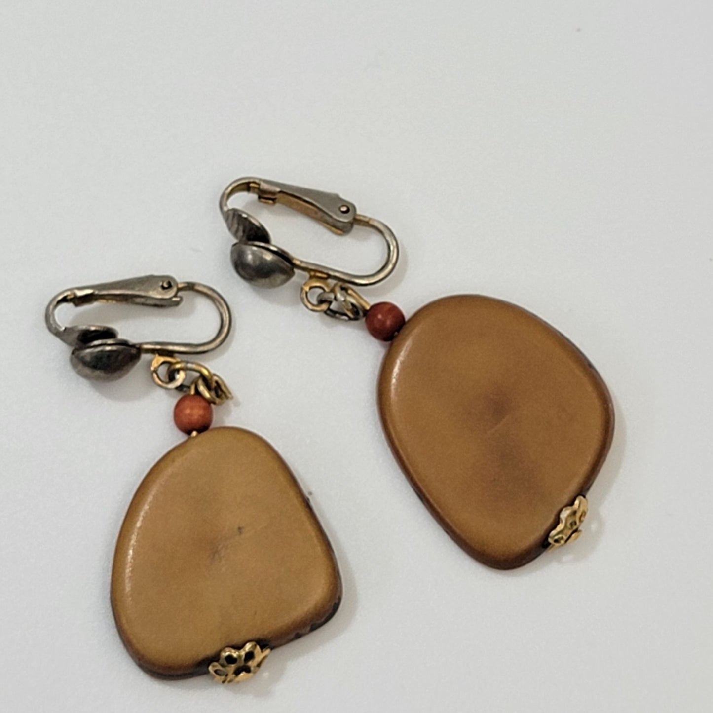 Vintage Tagua Nut Clip-On Earrings