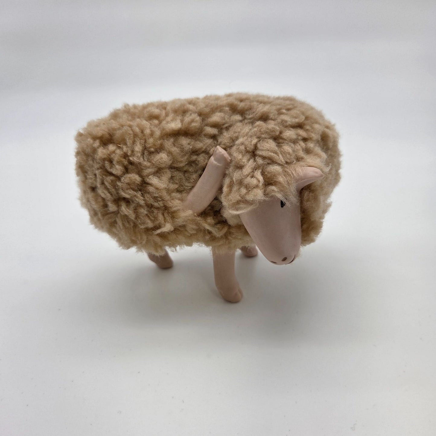 Meier Germany Real Wool Sheep Sculpture - Back Leg Scratching Head