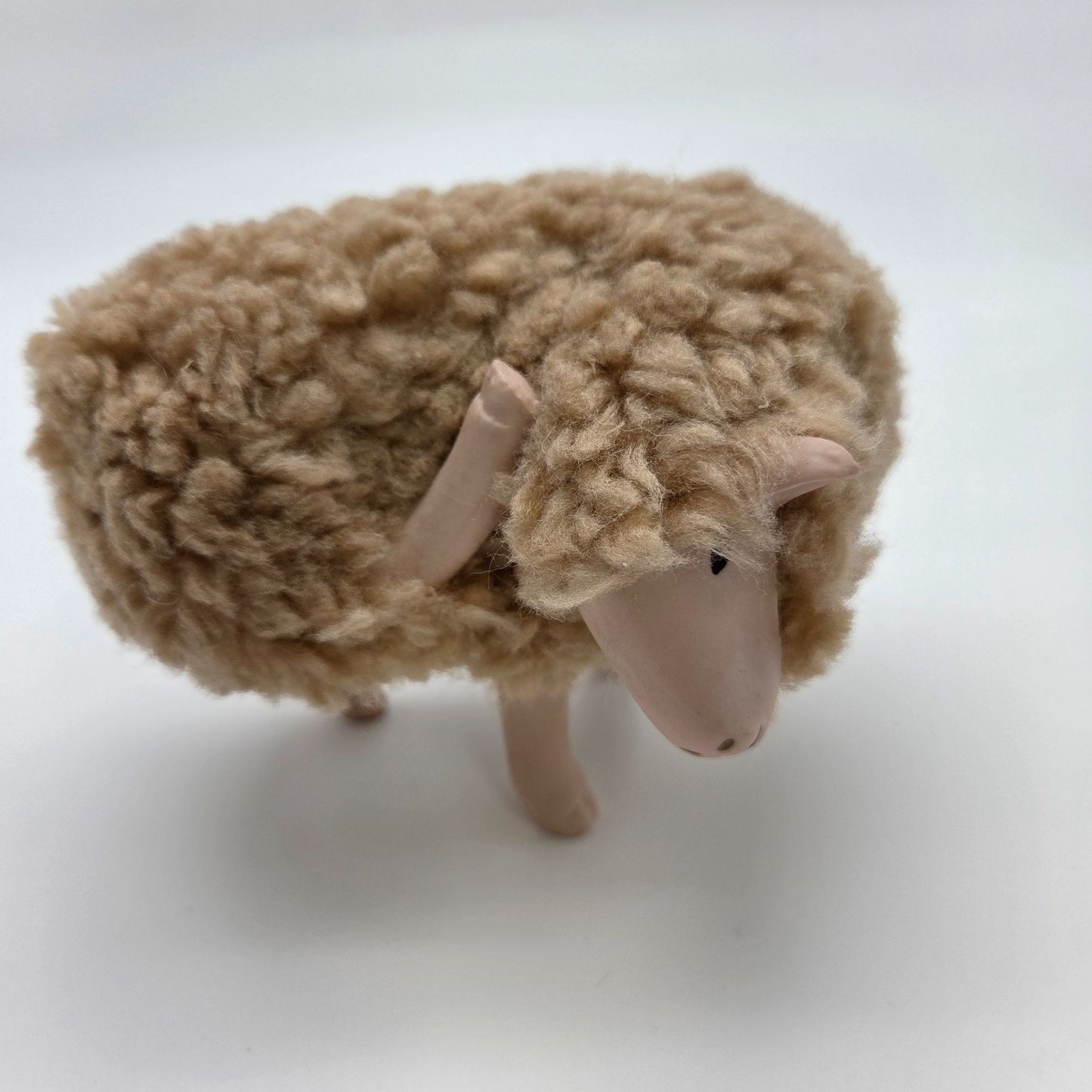 Meier Germany Real Wool Sheep Sculpture - Back Leg Scratching Head