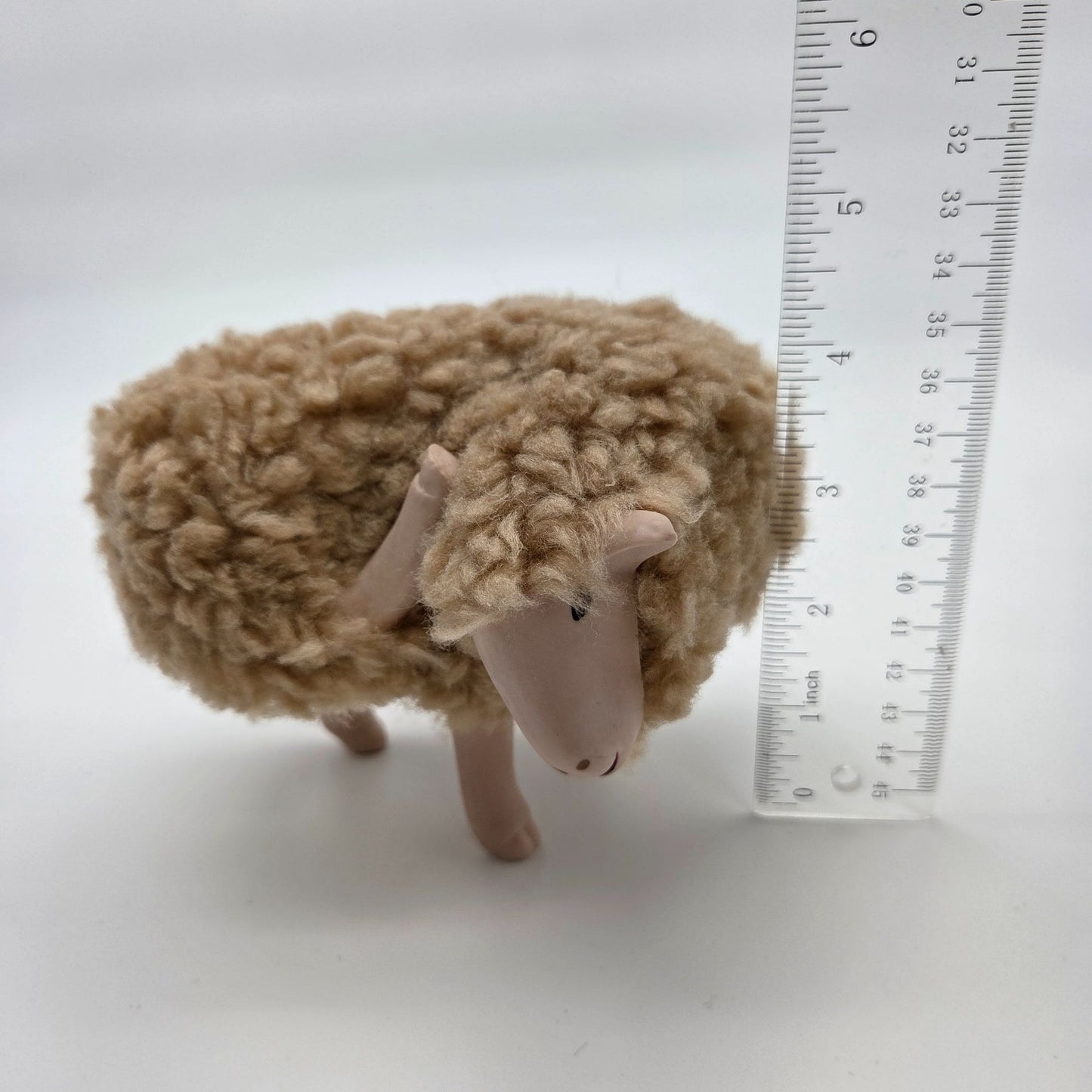 Meier Germany Real Wool Sheep Sculpture - Back Leg Scratching Head
