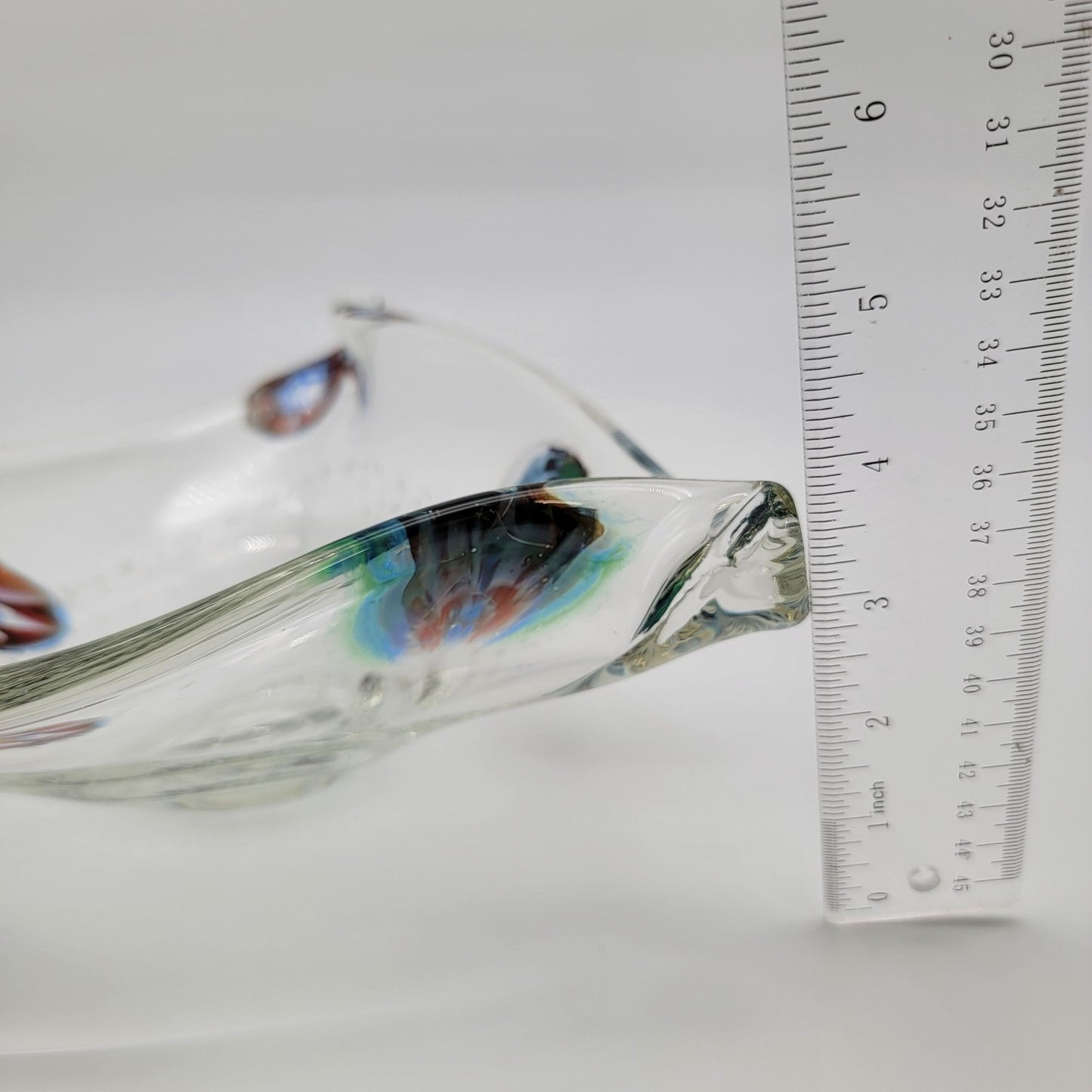 Vintage Murano Glass Bowl With Bullicante & Millefiori Fazzoletto Shape
