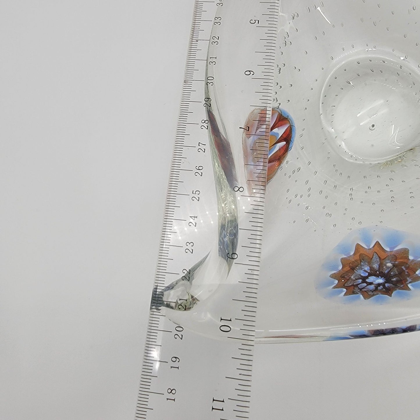Vintage Murano Glass Bowl With Bullicante & Millefiori Fazzoletto Shape