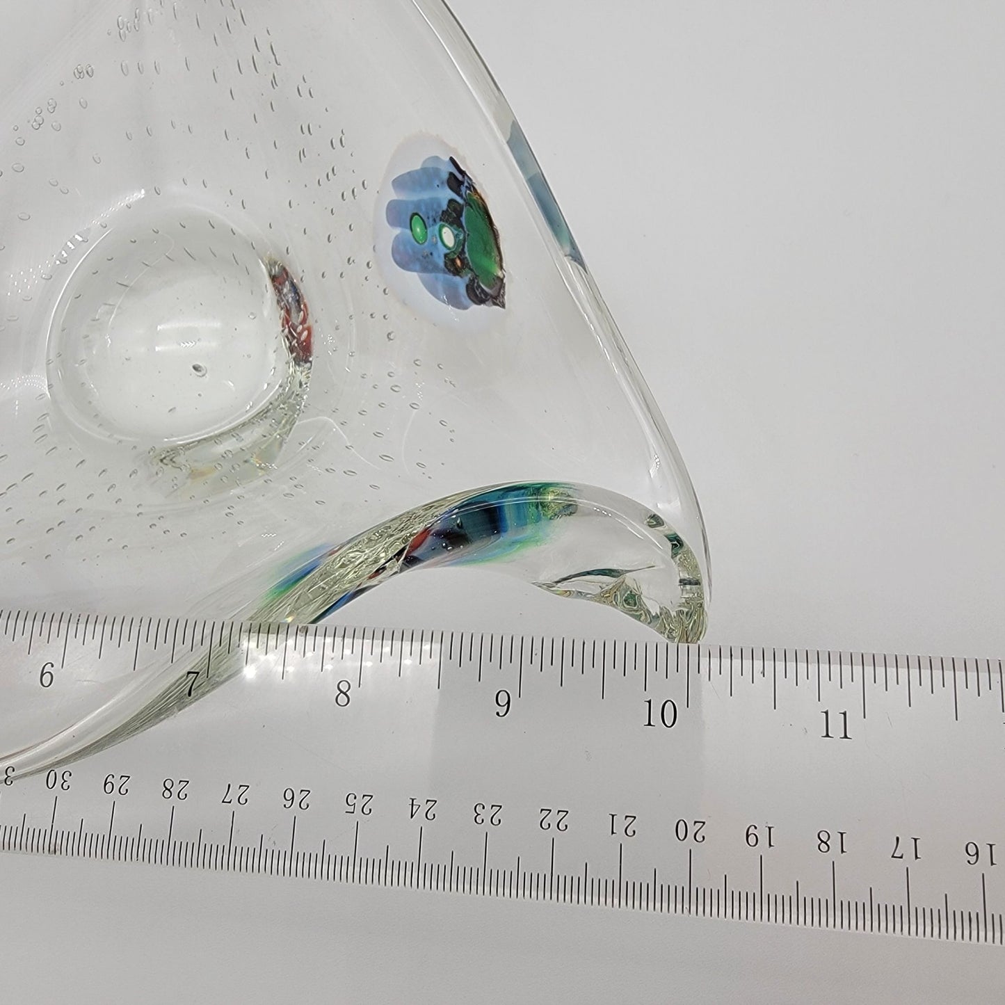 Vintage Murano Glass Bowl With Bullicante & Millefiori Fazzoletto Shape