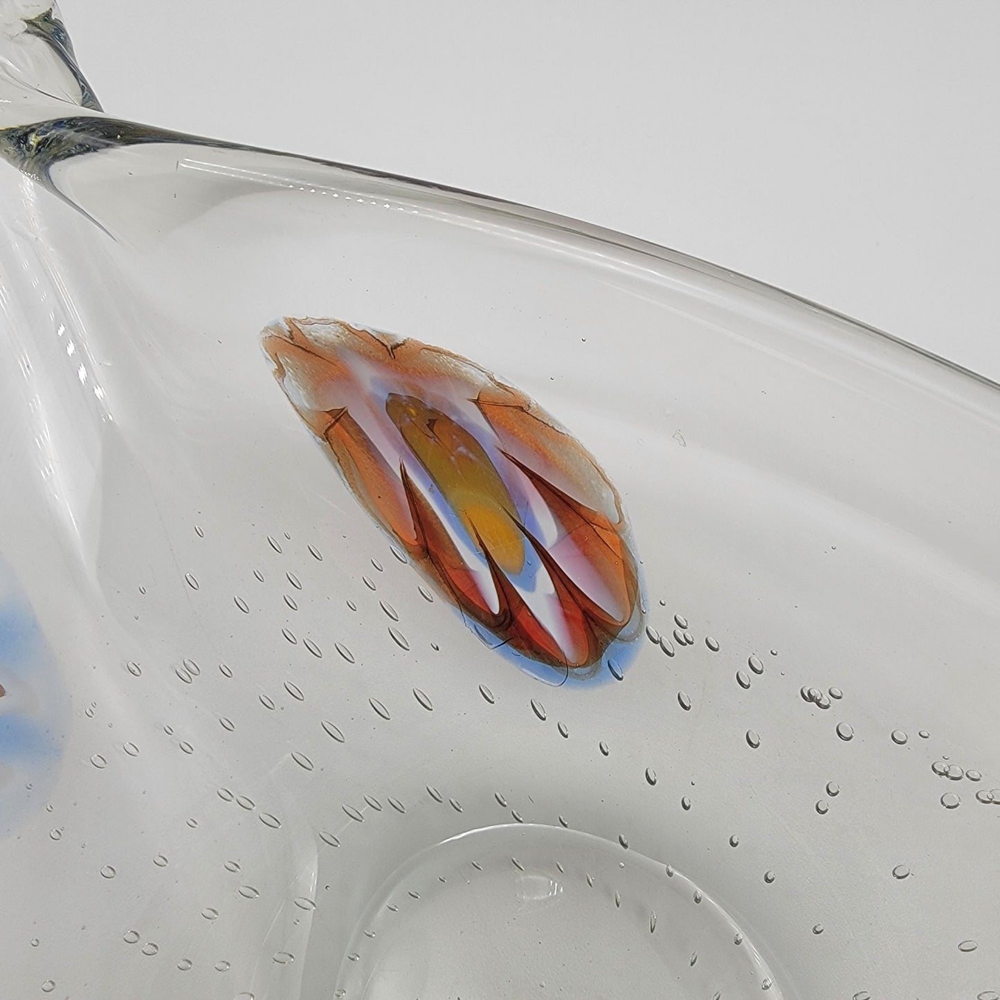 Vintage Murano Glass Bowl With Bullicante & Millefiori Fazzoletto Shape