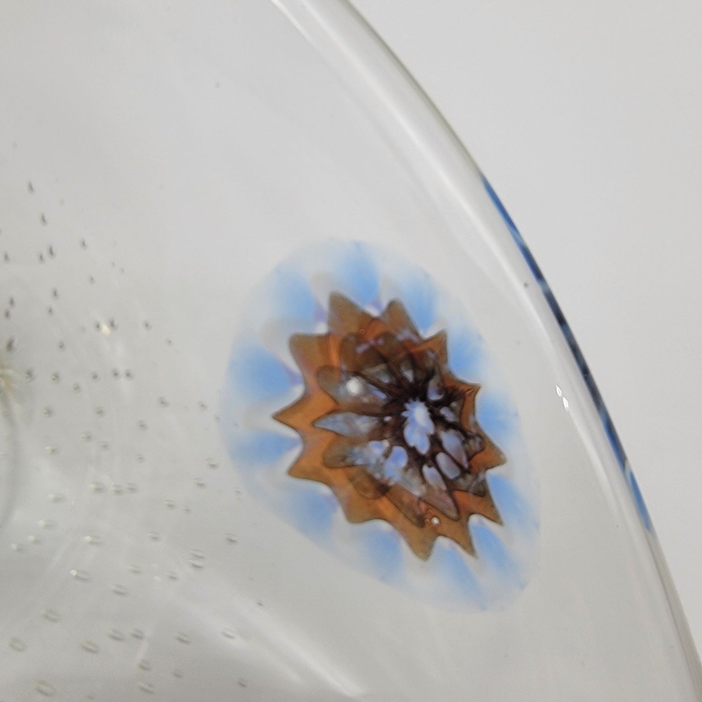Vintage Murano Glass Bowl With Bullicante & Millefiori Fazzoletto Shape