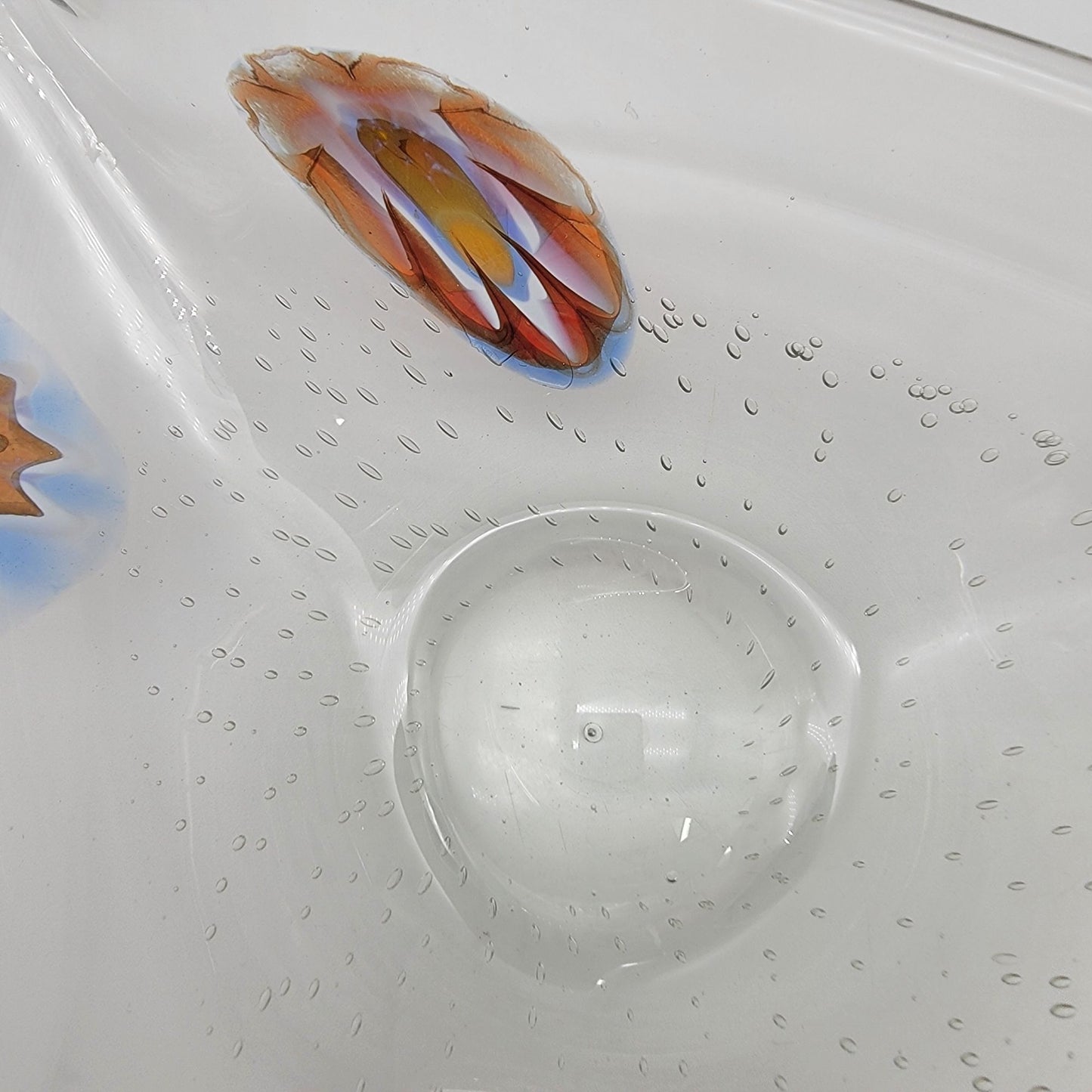 Vintage Murano Glass Bowl With Bullicante & Millefiori Fazzoletto Shape