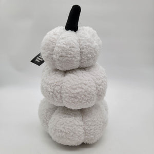 White Triple Stacked Plush Halloween Pumpkins