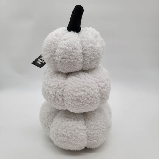 White Triple Stacked Plush Halloween Pumpkins