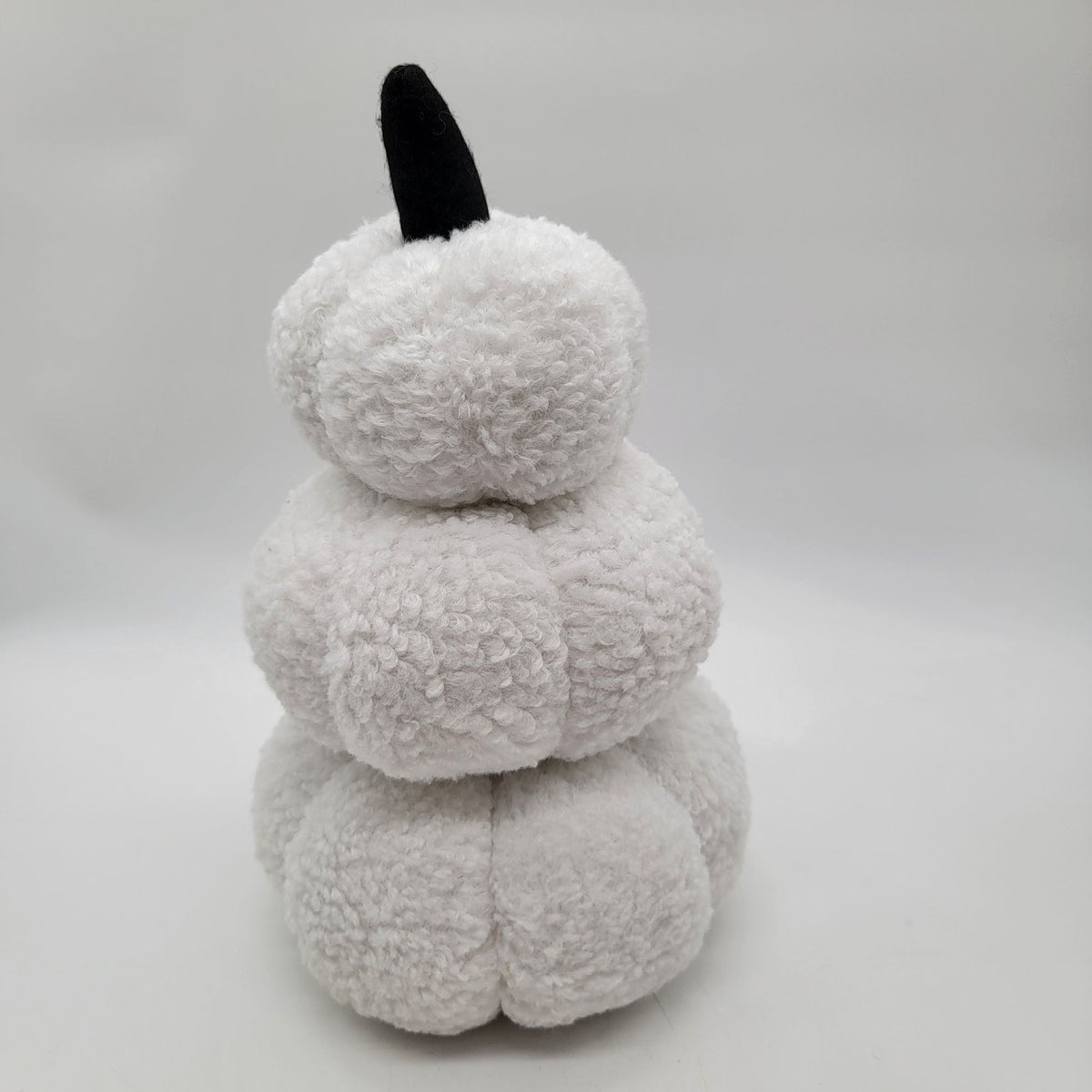 White Triple Stacked Plush Halloween Pumpkins