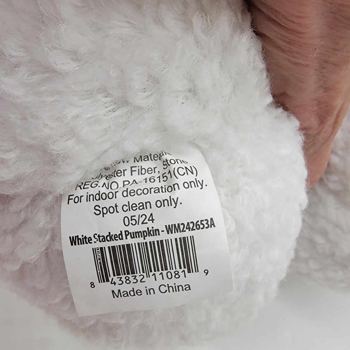 White Triple Stacked Plush Halloween Pumpkins