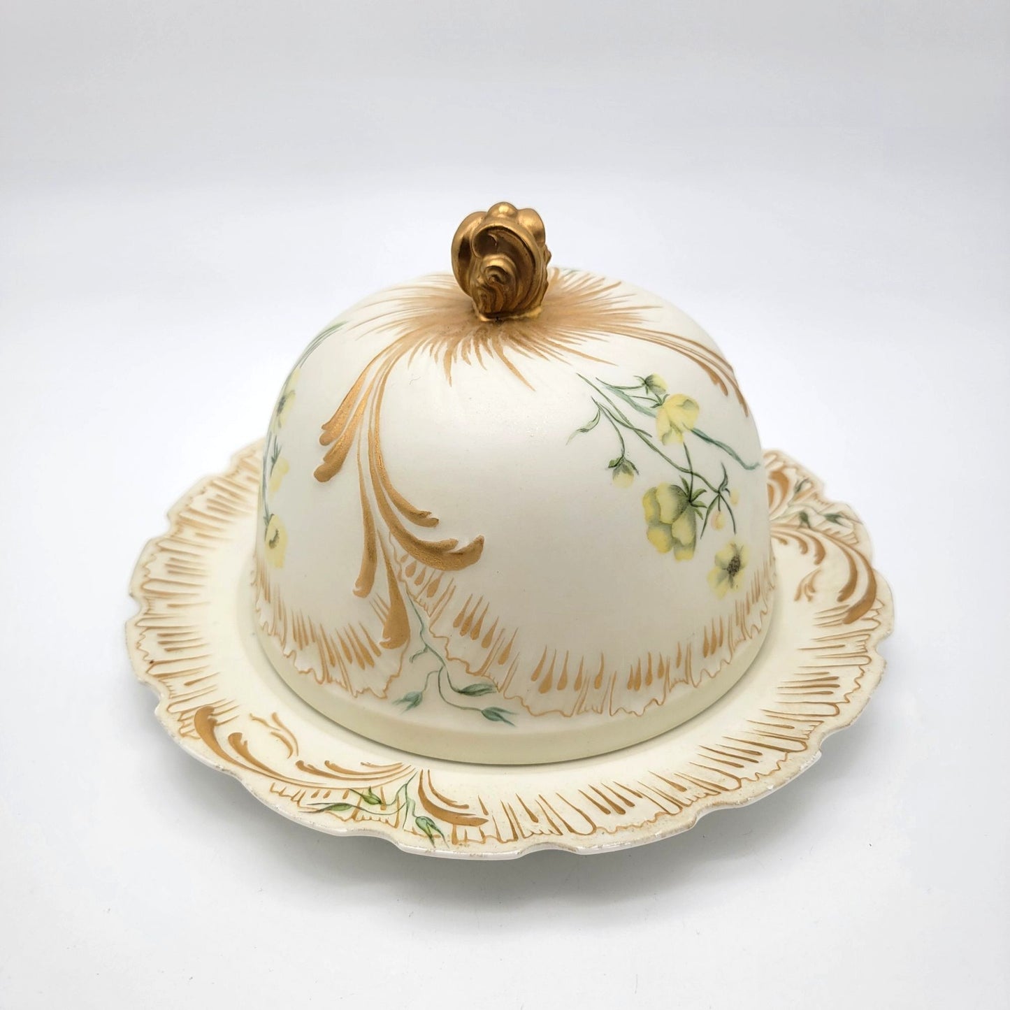 Antique M Redon Limoges France Porcelain Covered Cheese Dome
