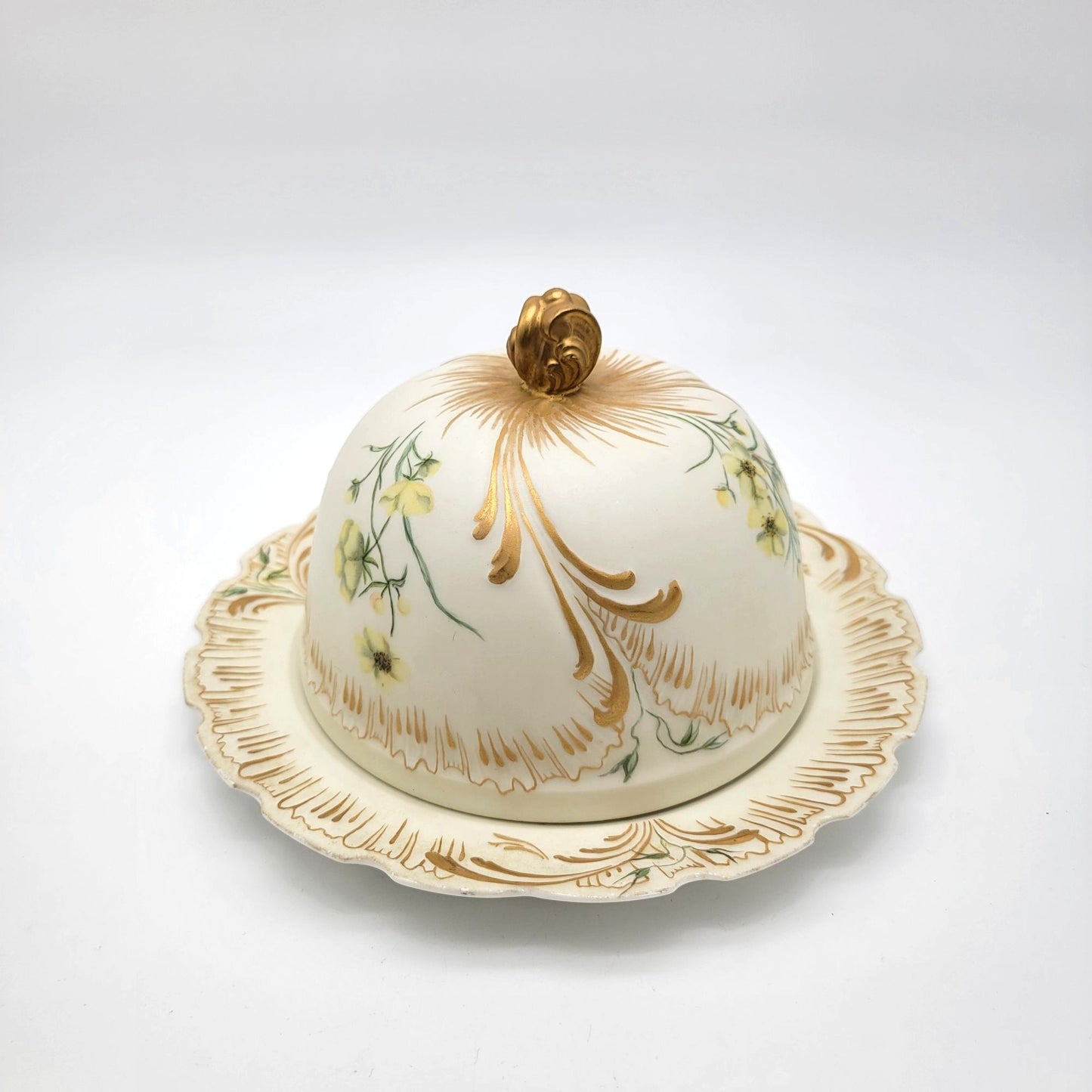 Antique M Redon Limoges France Porcelain Covered Cheese Dome